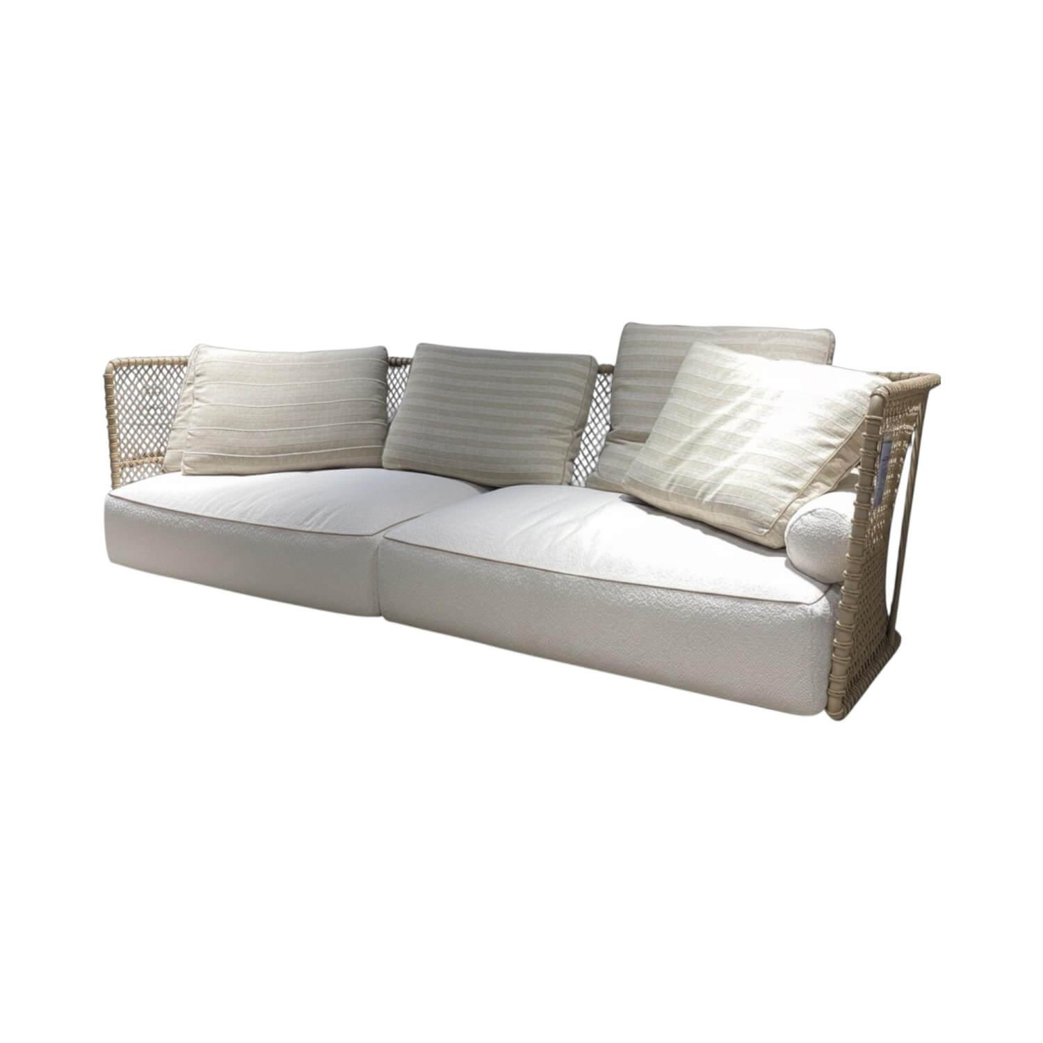 Flexform - Sofa Oasis Outdoor Stoff Capri A256 Beige Geflecht Kordel Matt Natur Gestell Metall Sand Beige Lackiert - 1
