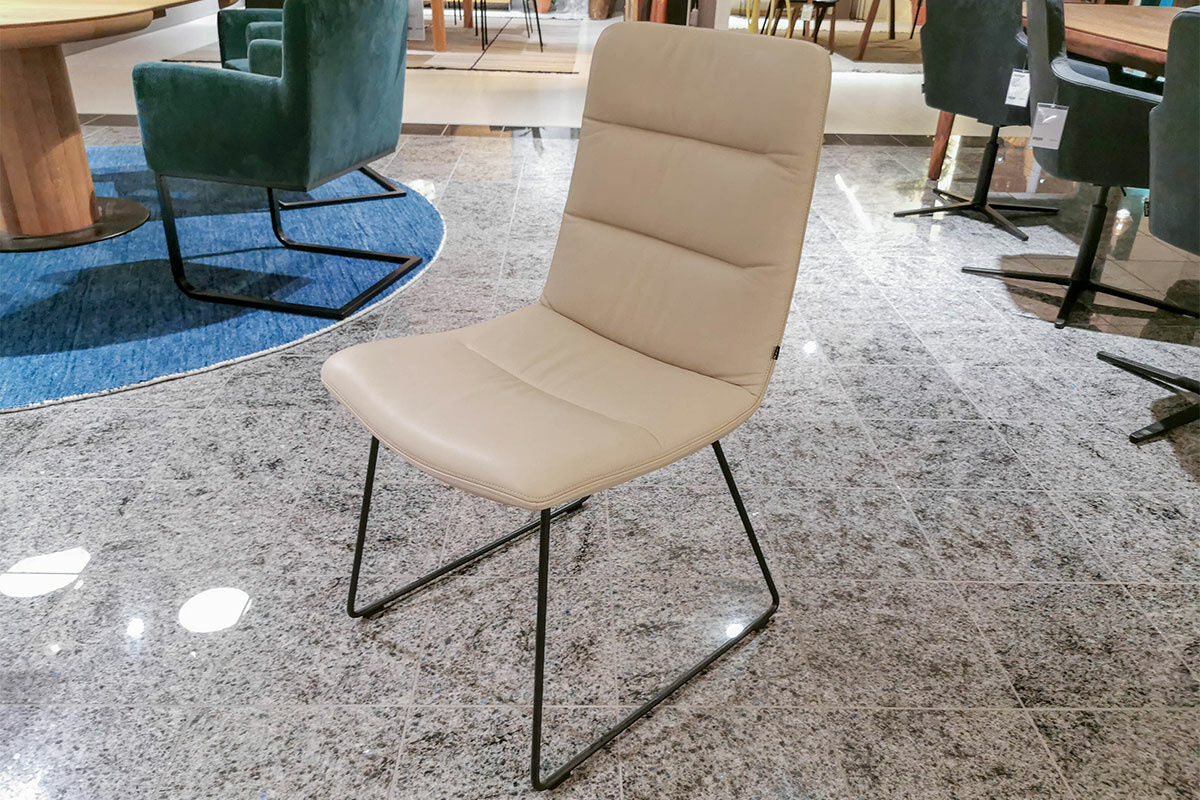 KFF - 6er-Set Stuhl Arva Light Leder Sauvage Offwhite 8109 Beige Gestell Anthrazit - 4