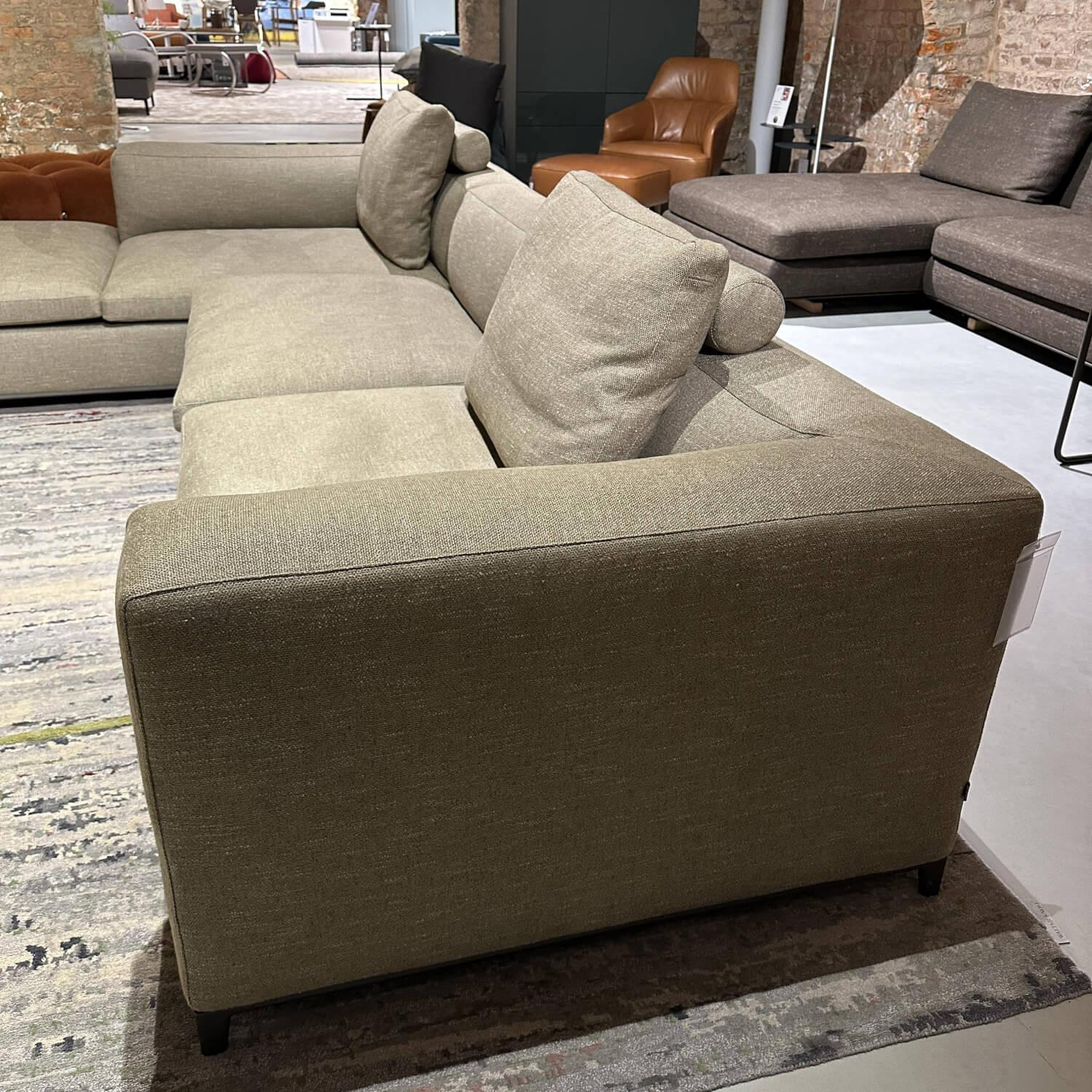 B&B Italia - Ecksofa Michel Club Stoff Sapri Beola Super 2480112 Grau Gestell Nickel Bronzefarben Mit Rückenkissen - 3