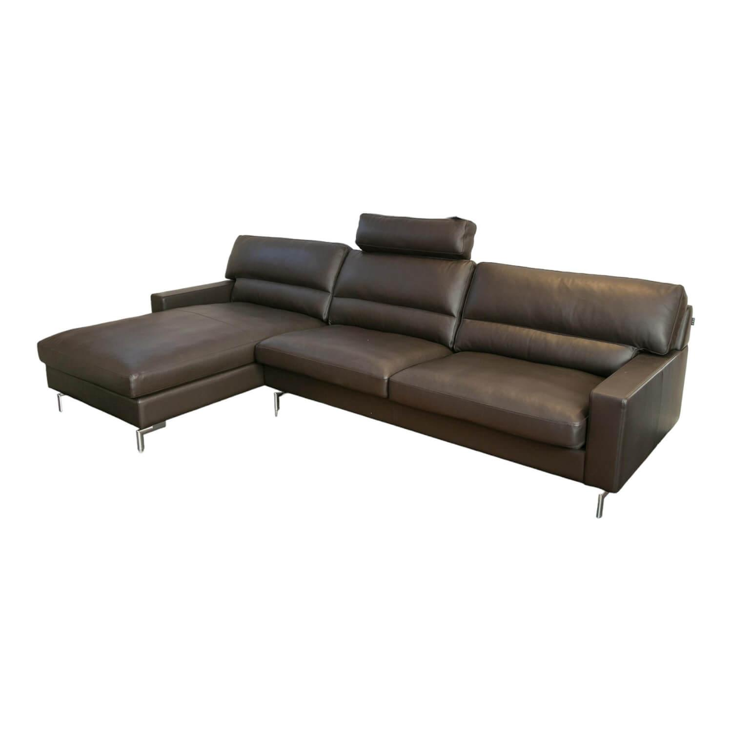 Erpo - Ecksofa Esparo 400 Leder J 42.090 Braun Schwarz Fußstütze Leder J 42.090 - 1