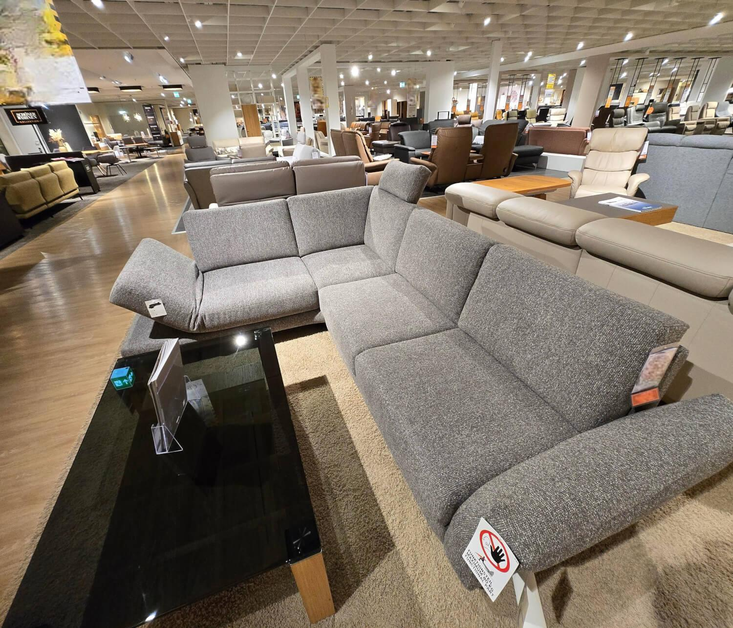 Koinor - Ecksofa Upgrade Stoff 10 Calypso 27 Grau Schwertkufe Aluminium Bronziert Mit Schwenkbarer Armlehne - 2