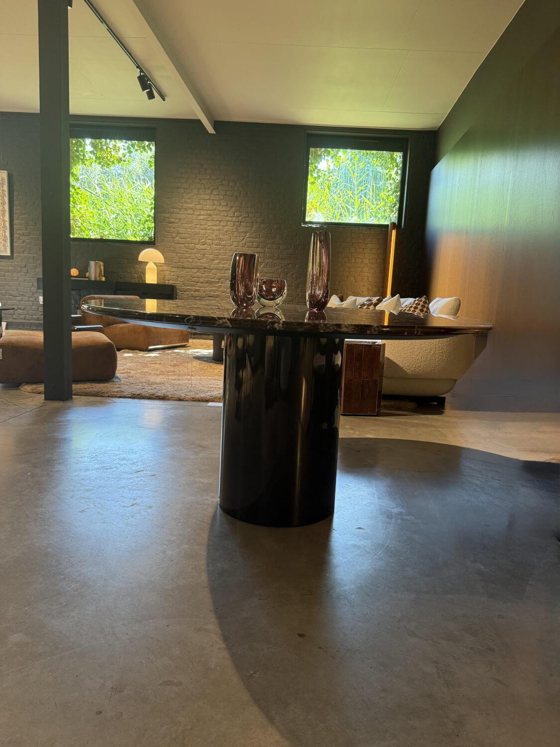 Minotti - Esstisch Rayan Oval Platte Rosso Levanto Marmor Basis Black Coffee - 5