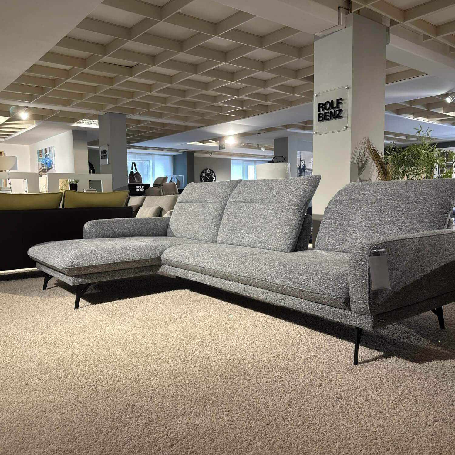 freistil Rolf Benz - Ecksofa 1560 Stoff 10 Bahama Grey Grau Fuß Metall Anthrazit - 3