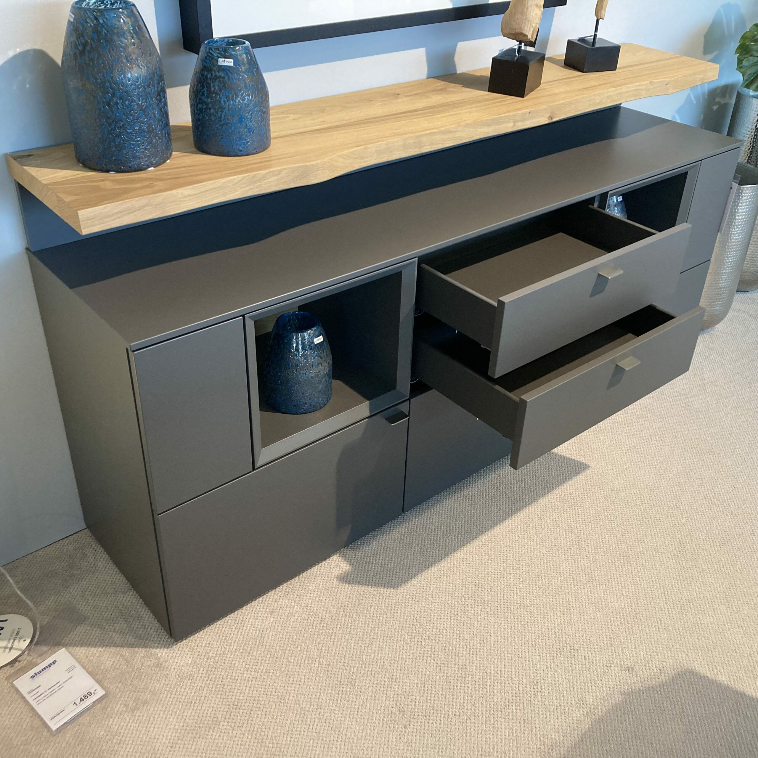 Venjakob - Sideboard Vitus Lack Schiefergrau Matt Ablage Eiche Rustico Hell Geölt - 4