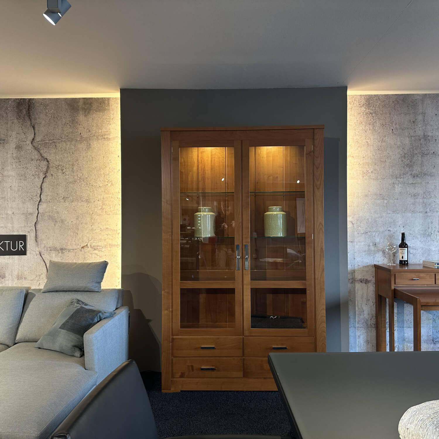 Form Exclusiv - Vitrine Bordeaux 170610 Euro Kirsche Zeder Samtreflex Beschläge Poliert Und Vernickelt Inklusive LED Beleuchtung - 6