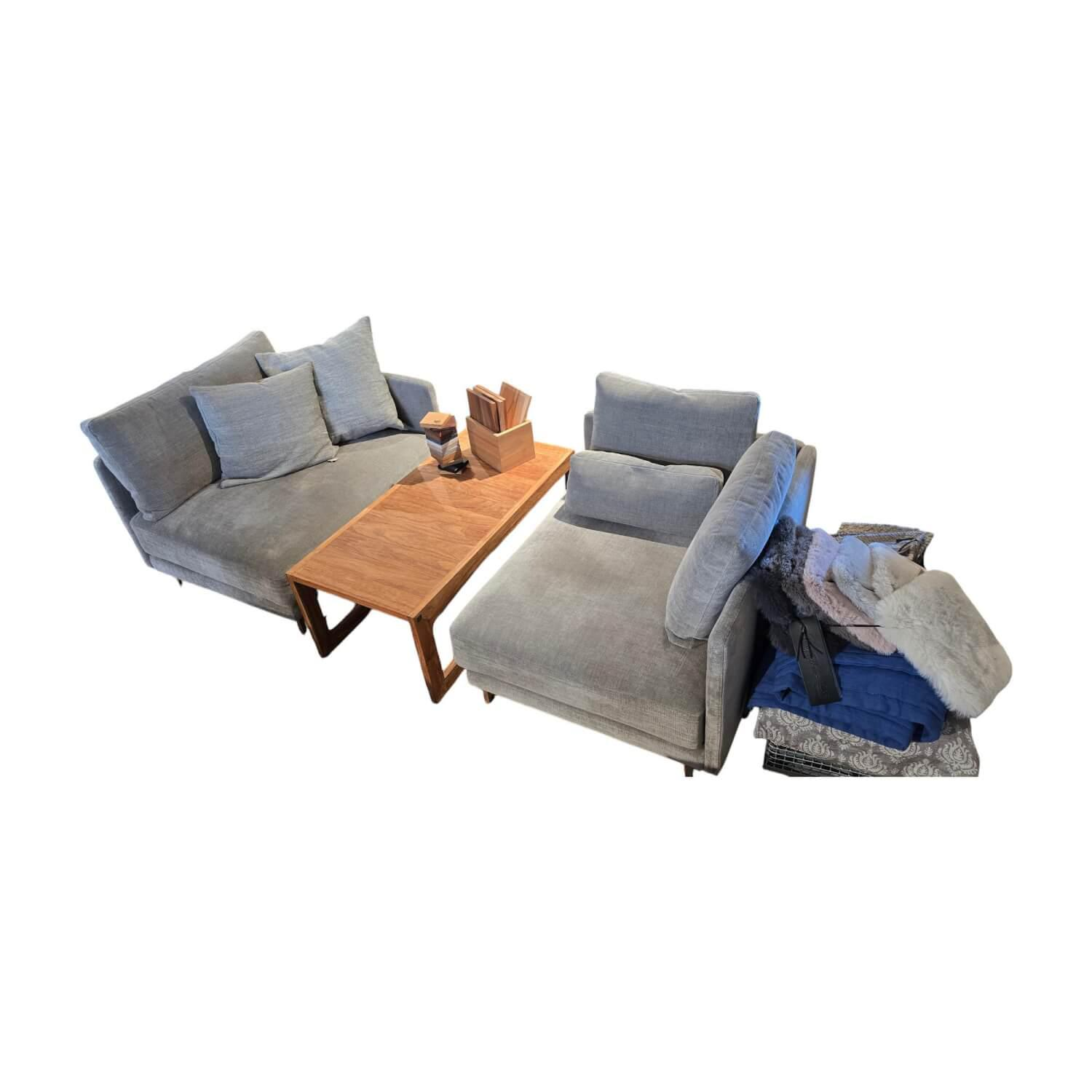 Sophisticated Living - Sofa Hanapepe Stoff Indecence 02 Velour Grau Füße Aluminium Ohne Tisch Und Kissen - 1