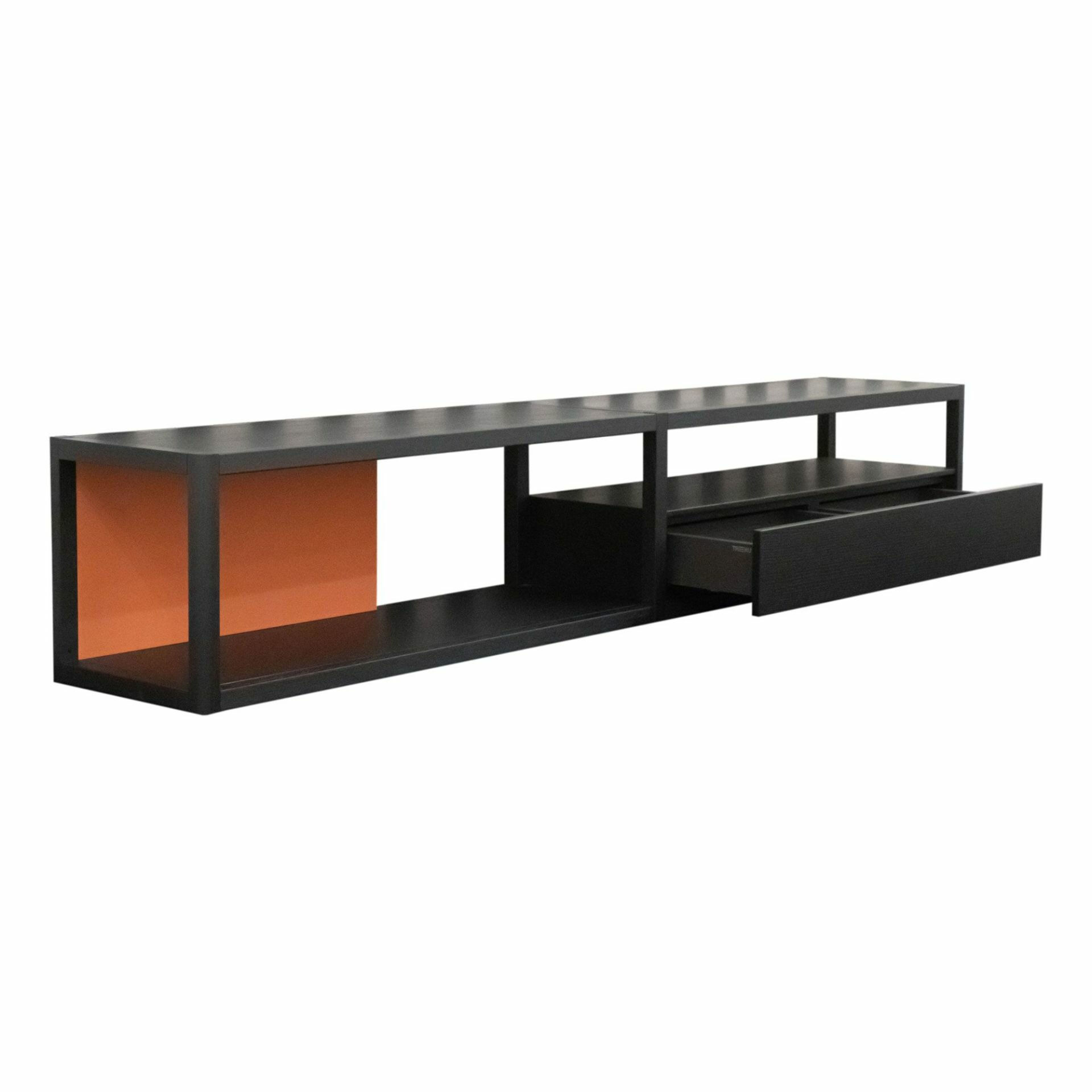 Treku - Sideboard Kai Black Schwarz Rückwand Lachsfarben - 3