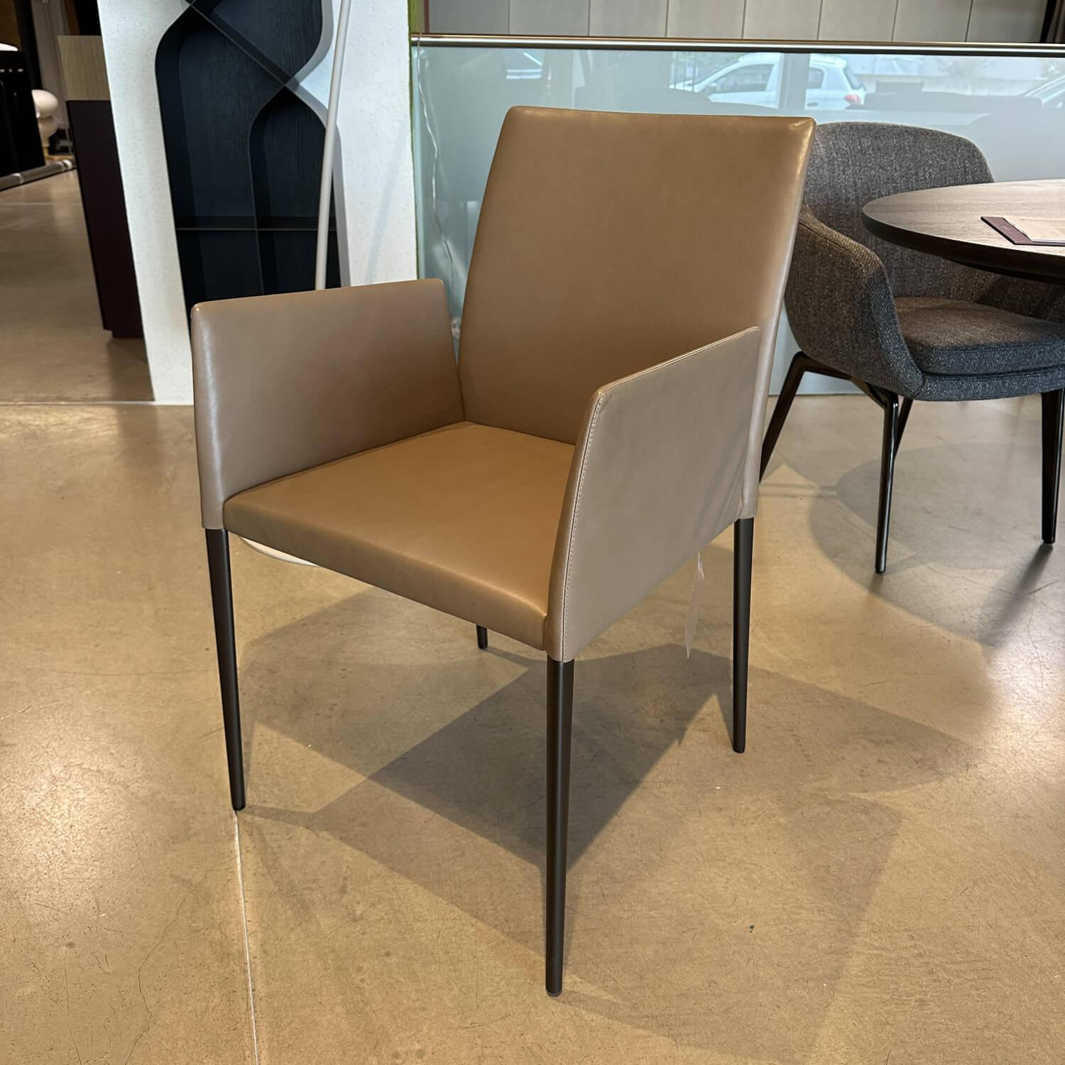 Walter Knoll - Stuhl Deen 1606 Leder Elen 1400 Fango Braun Gestell Stahl Bronze Schwarz Mit Teflongleiter Und Mittelhohem Rücken - 6