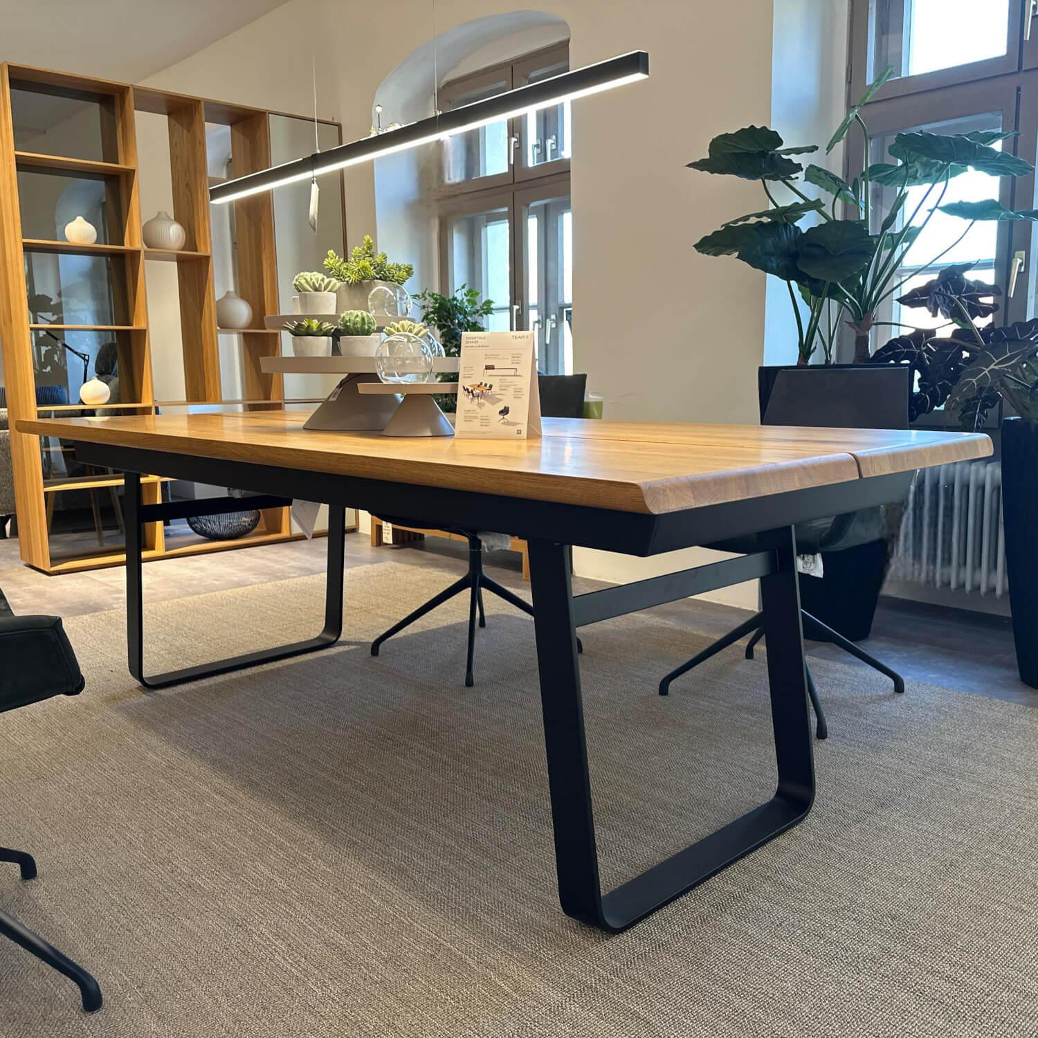 Team 7 - Esstisch Platte Eiche Wild Natur Geölt Gestell Metallkufe Schwarz Matt Pulverbeschichtet Mit Einlegeplatte - 4