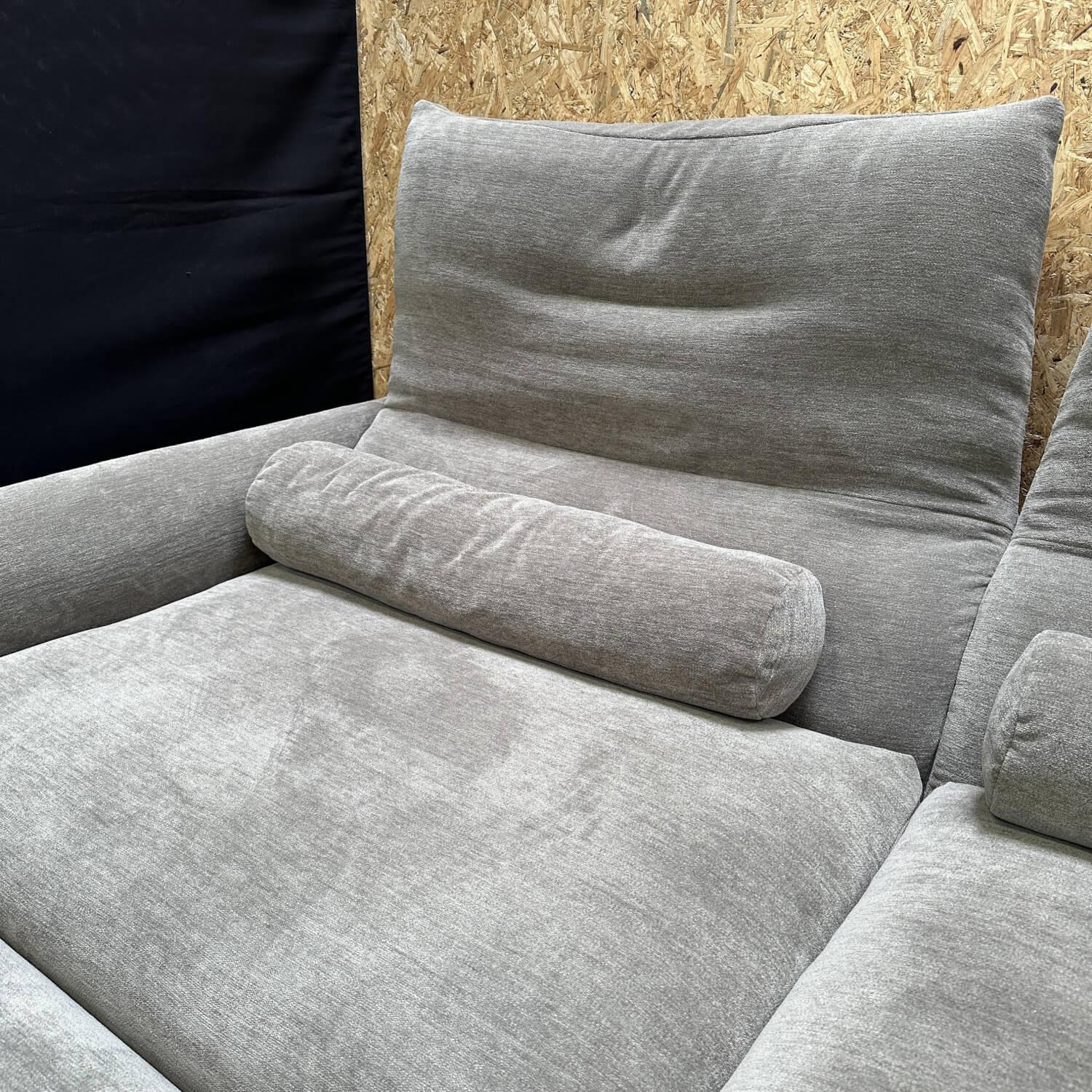 COR - Sofa Avalanche 20233 Stoff 8143 Taupe Grau Gestell F01 Feinstruktur Schwarzbraun Mit Filzgleitern Inklusive Hocker Und Lendenrollen - 3