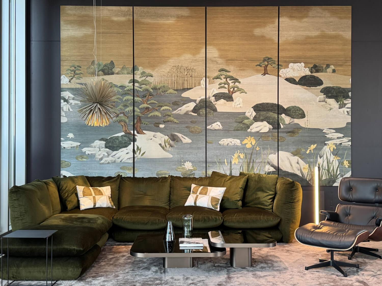 Knoll International - Ecksofa Perron Pillo Stoff C Grün Olive ohne Dekokissen - 2