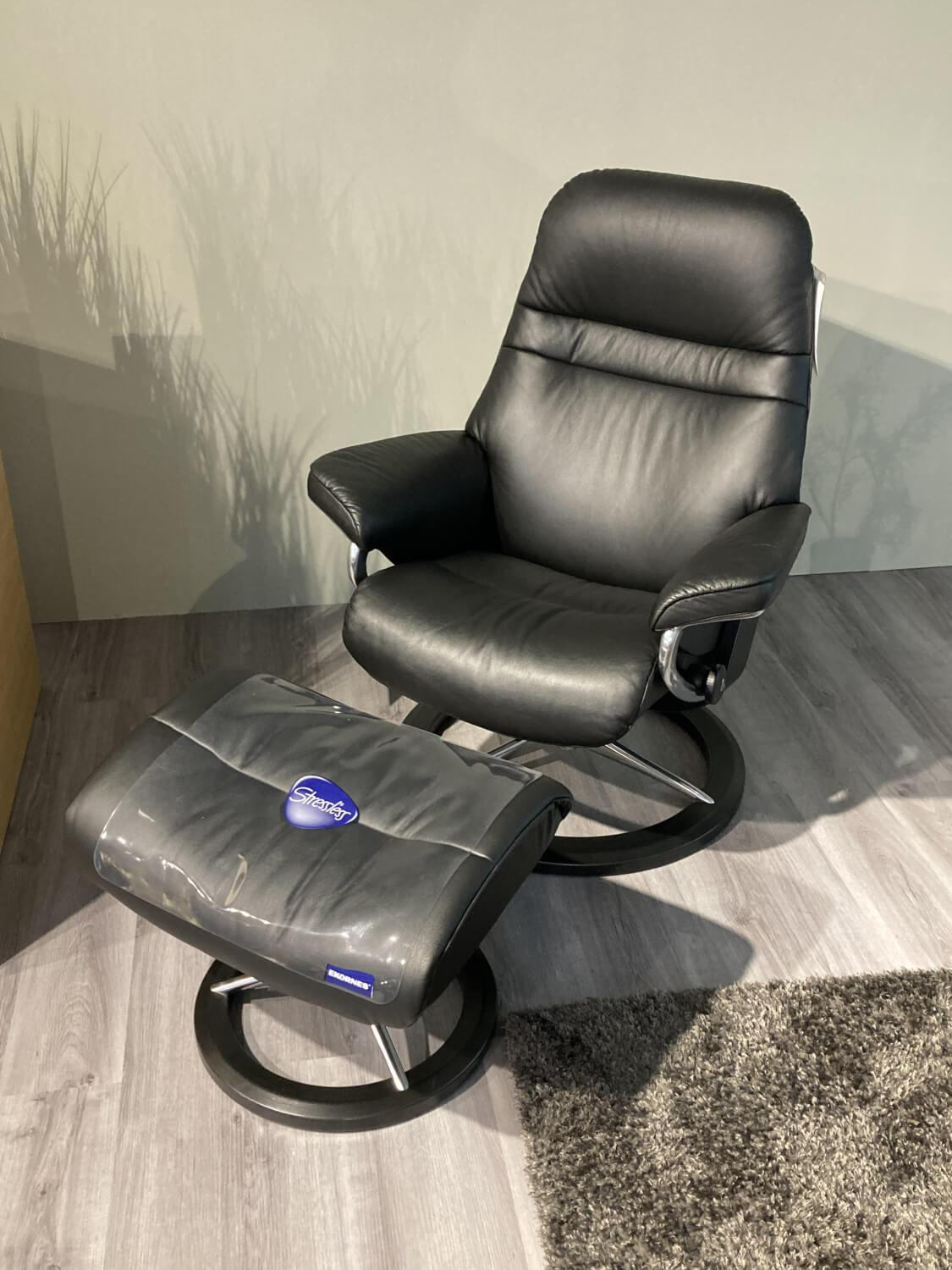 Stressless - Sessel Sunrise S Leder Paloma Black Schwarz Gestell Signature 40 Alu Poliert Holzfarbe 05 Schwarz - 4