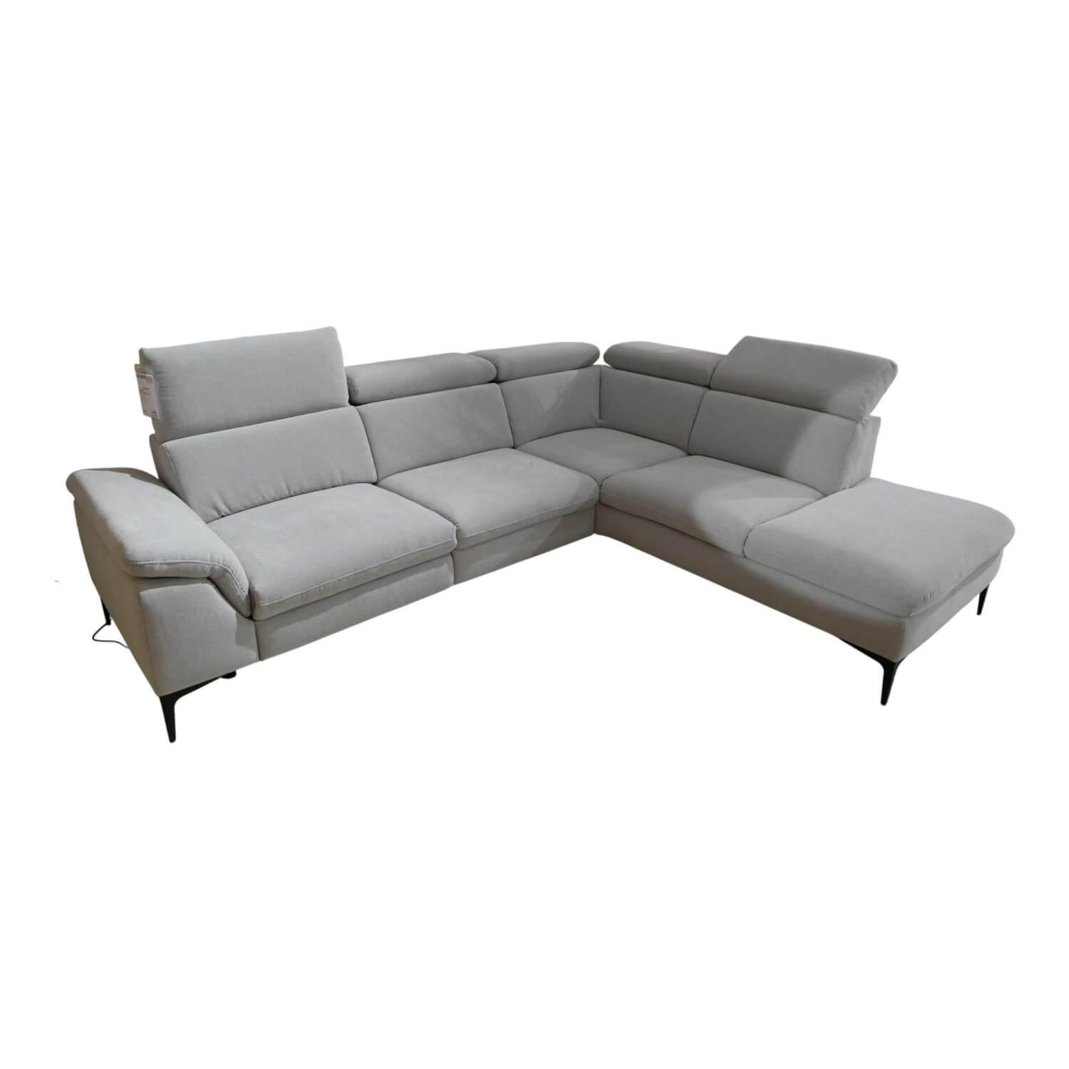 DFM - Ecksofa Klier Concept NO-06 Stoff Carmen 60 Light Grau Füße Metall Schwarz - 1