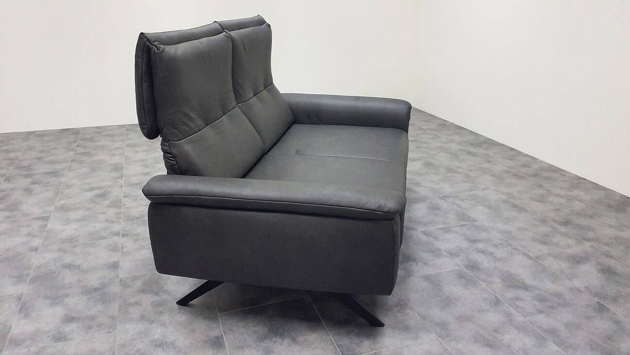 Hülsta - Sofa 8766 Leder Eleganza Vektor Schwarz Füße Metall Anthrazit Inkl. Kopfteilverstellung - 2