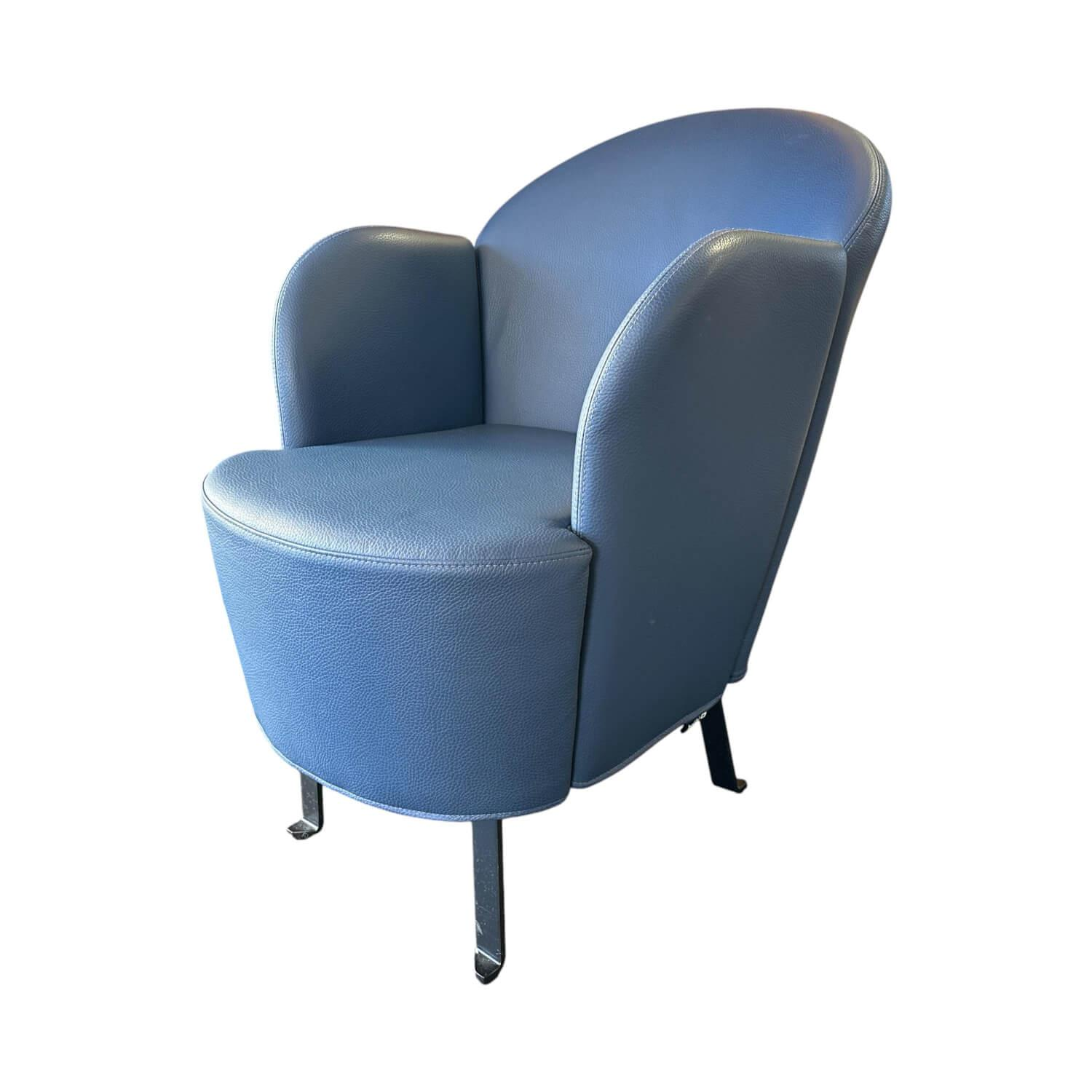 Brühl - Sessel Floret 65801 Leder 5423 060 Blau Gestell Flachstahl Schwarz - 1