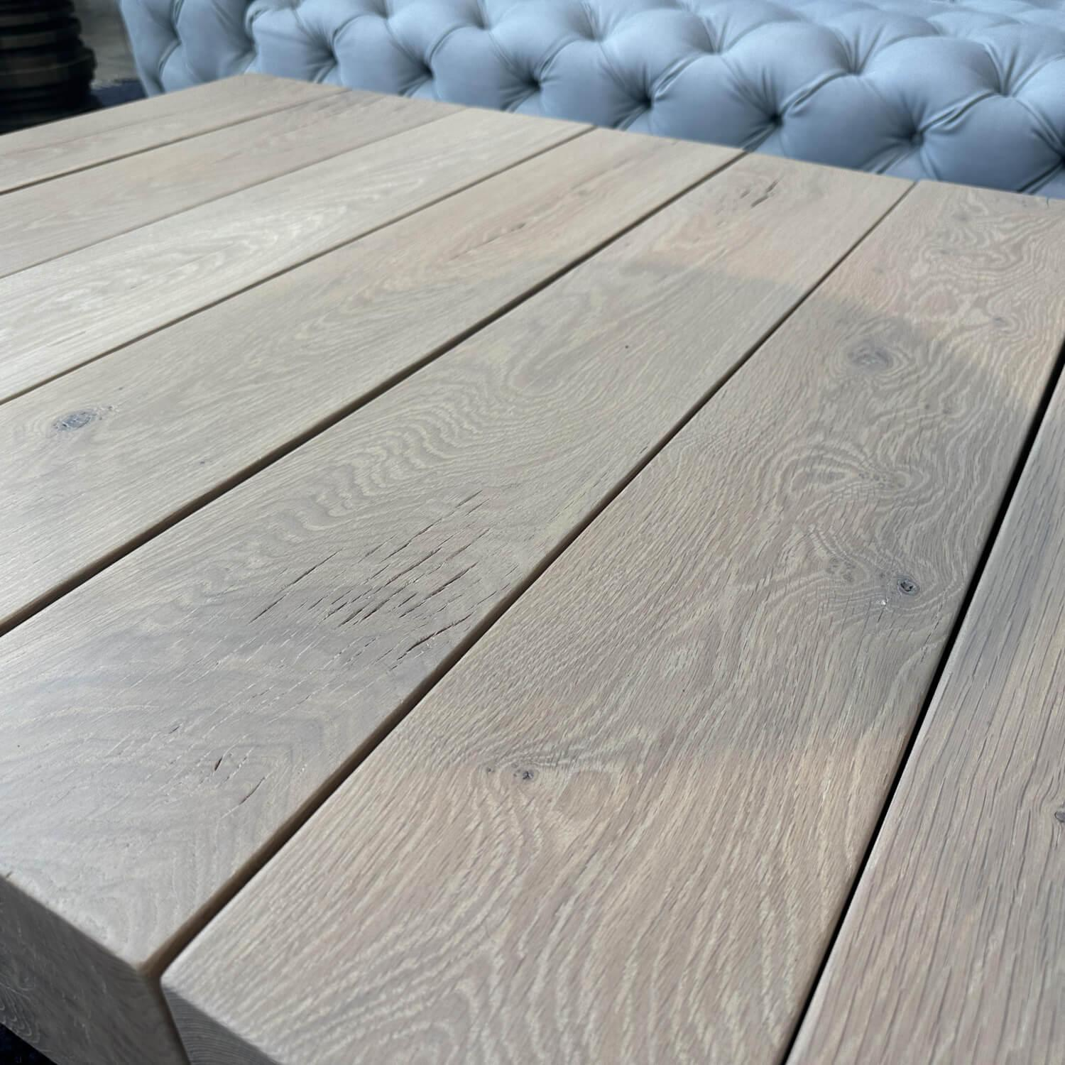 Van Rossum - Beistelltisch Beam Platte Eiche Hirnholz White Pepper Gestell Metall Schwarz - 3