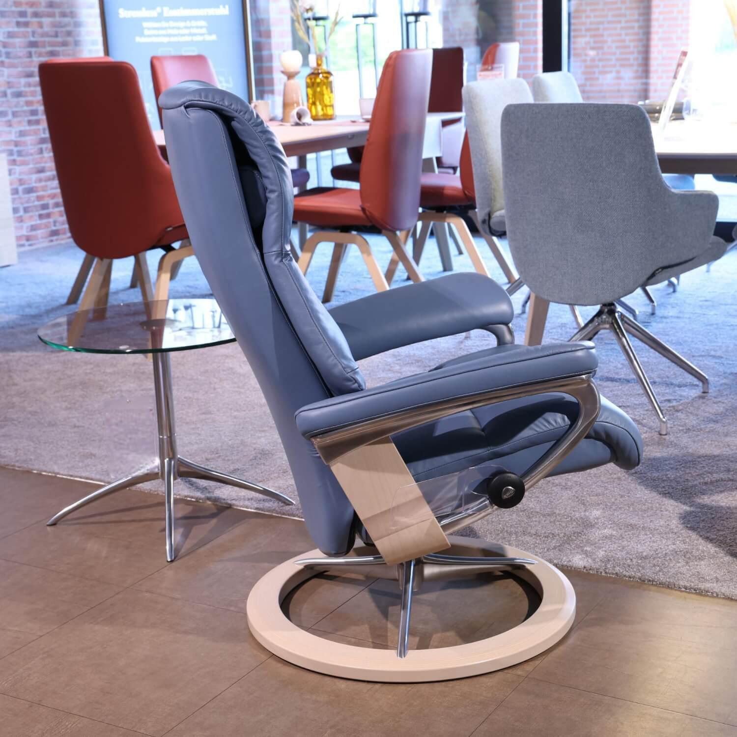 Stressless - Relaxsessel Mit Hocker View S Leder Paloma 094 Sparrow Blue Blau Gestell Signature Holz Whitewash - 11