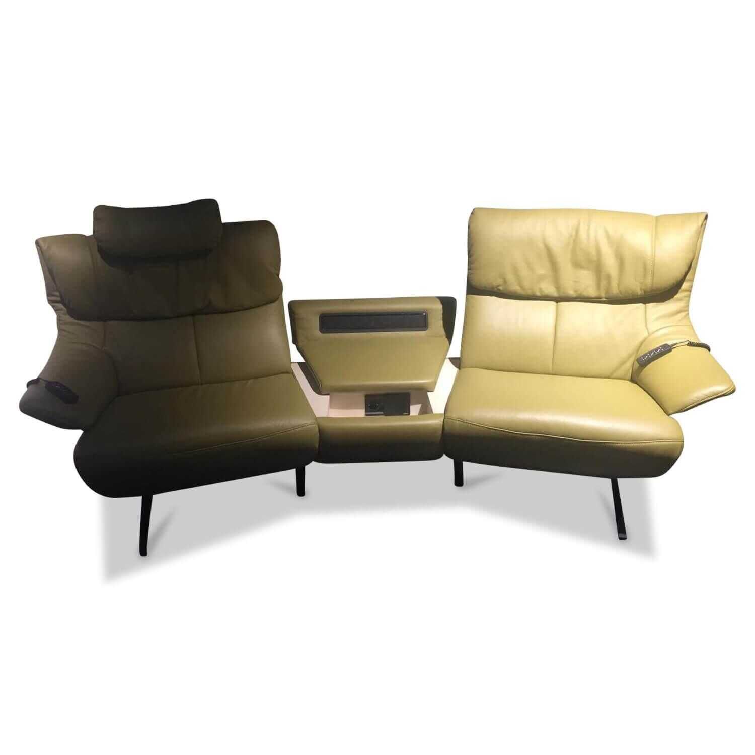 himolla - Sofa 4607 Leder Grün mit Mittelkonsole - 1