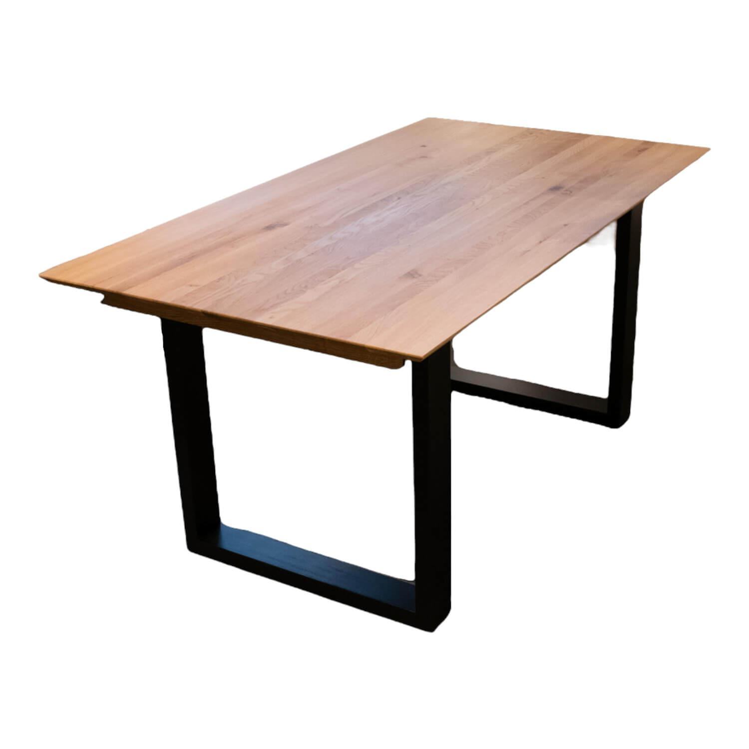 standard - Esstisch Rennes Platte Eiche Rustik Gespachtelt Geölt Gestell Schwarz Lackiert Mit Auszug - 1