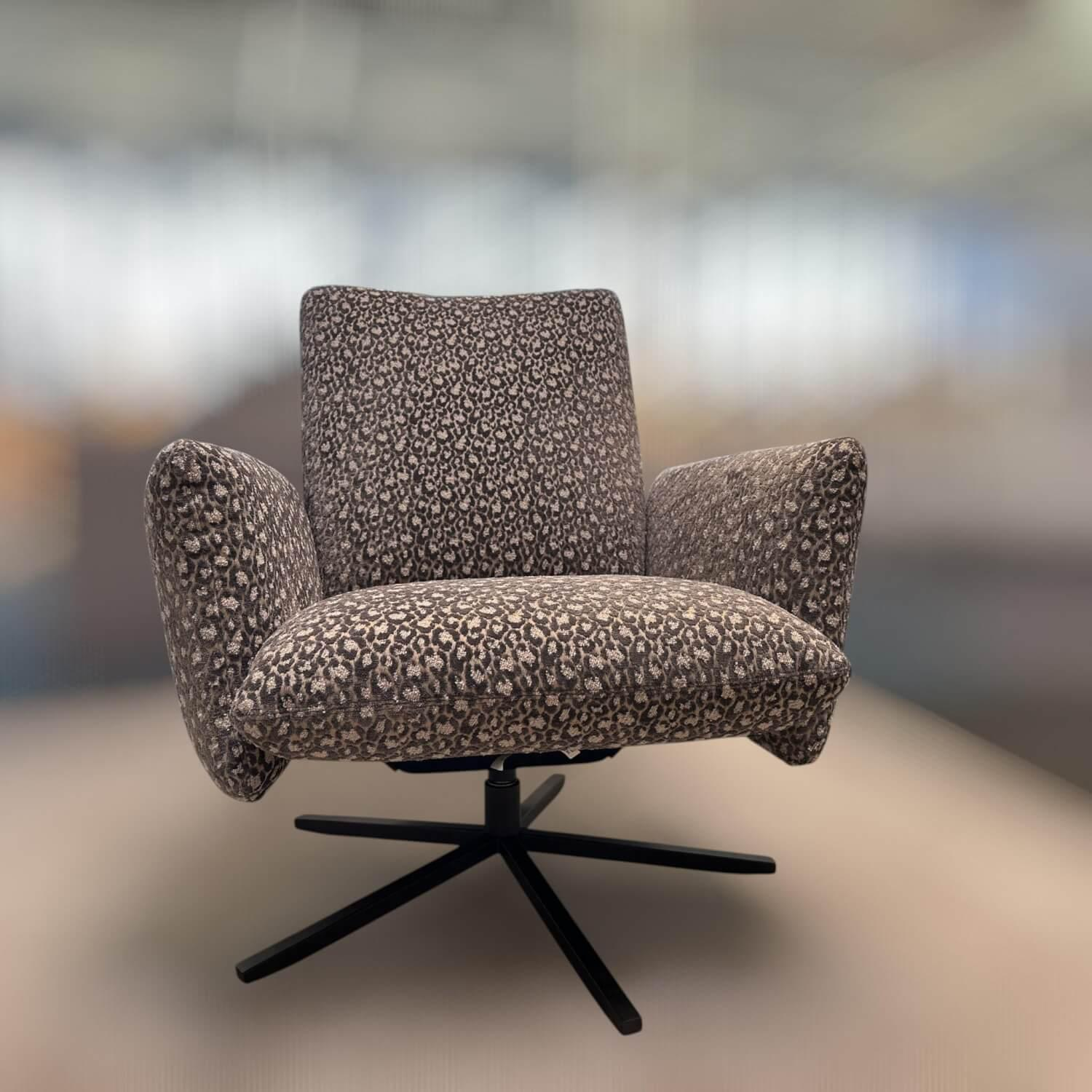 Bielefelder Werkstätten - Loungesessel Heaven Stoff Scarlett BW1789-383 Grau Leopard Print Sternfuß Schwarz Matt - 7