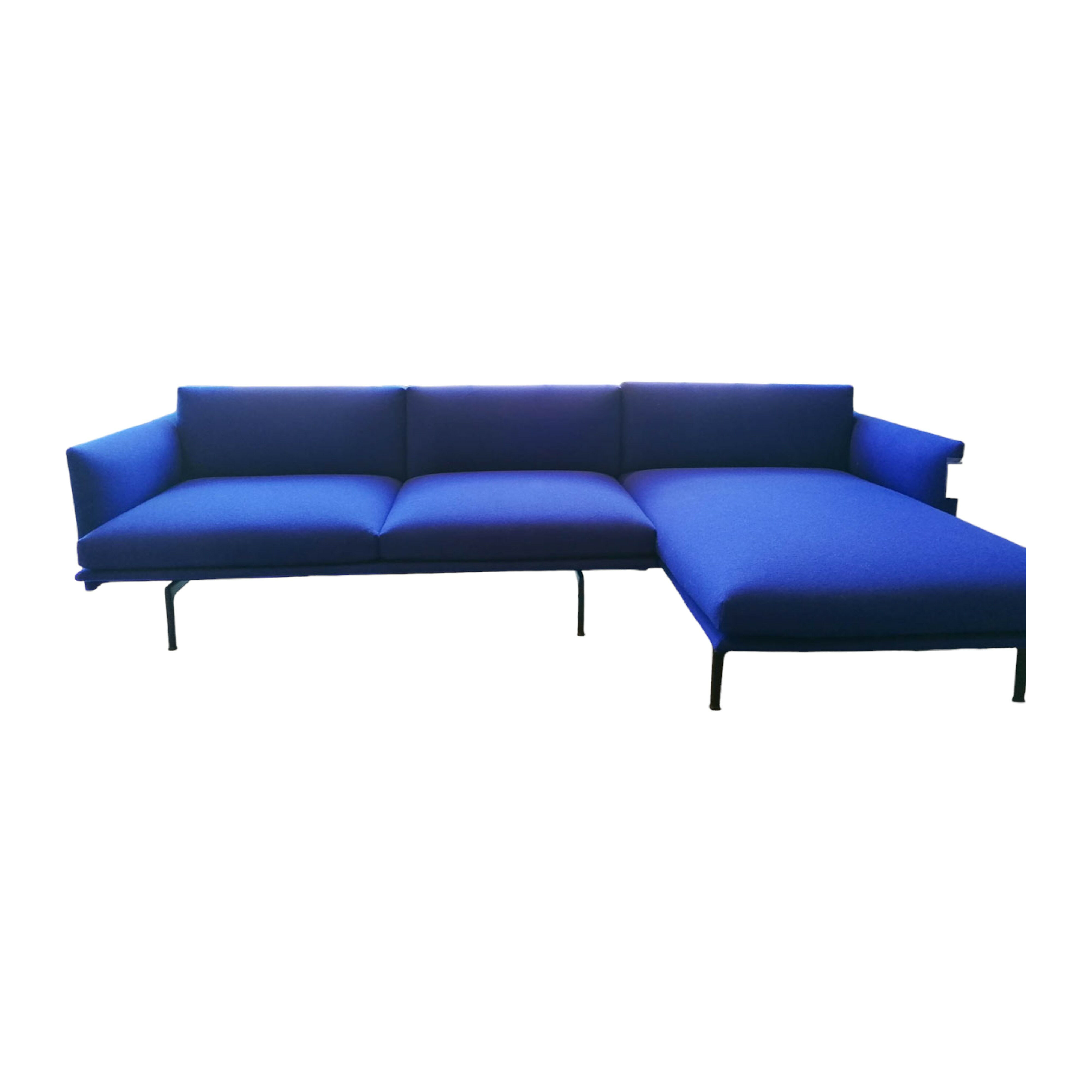 Muuto - Sofa Outline Stoff Kvadrat Hallingdal Royalblau Füße Aluminium Pulverbeschichtet Schwarz - 1