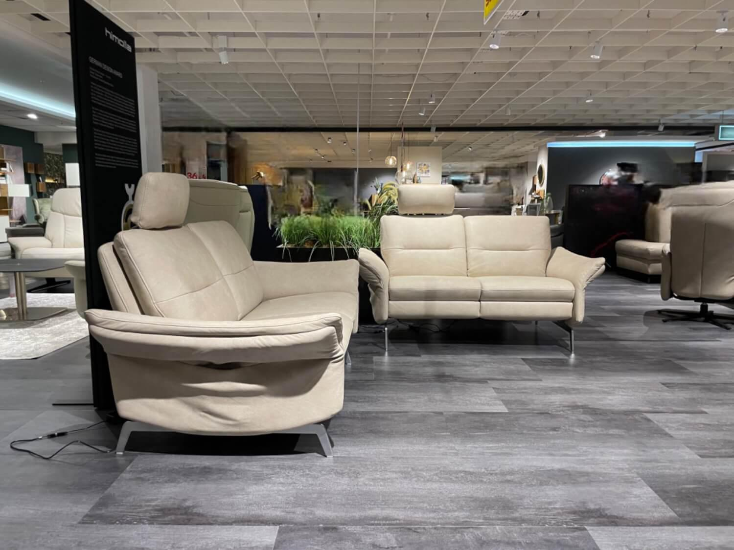 himolla - Polstergarnitur Teoma 6076 R Leder Eleganza 27 Elfenbein Beige Metallfüße Edelstahloptik - 6