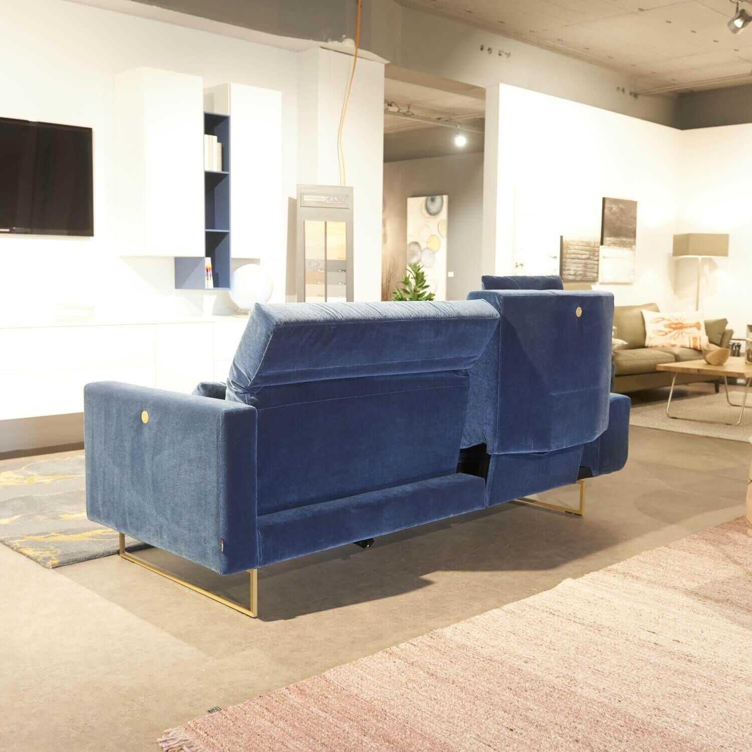 Sofa Embrace 3-Sitzer Asymmetrisch Stoff 4473 Blau mit Bank