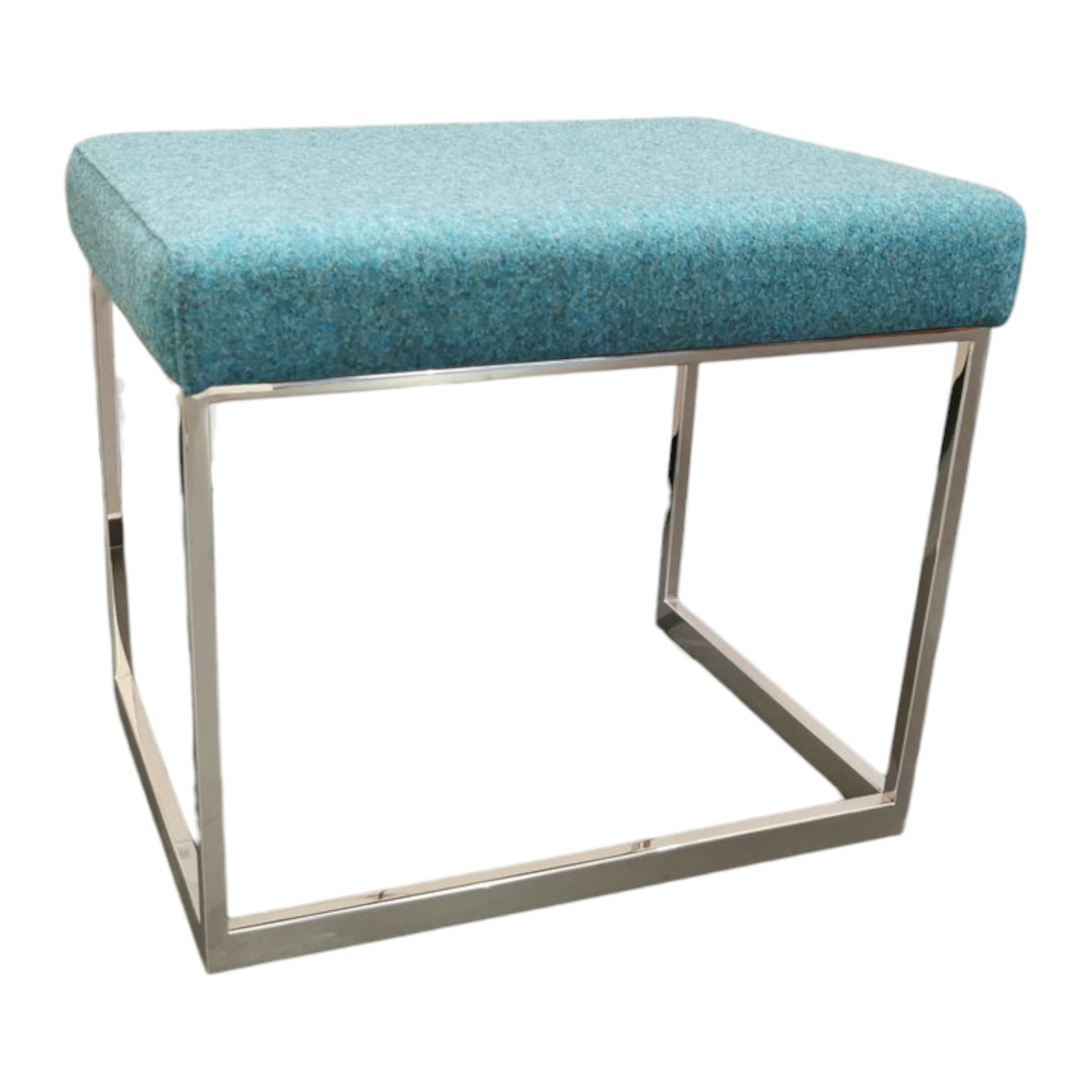 YOMEI - Hocker Squat Stoff Kvadrat Divina Melange 843 Blaugrau Gestell Edelstahl Poliert - 1