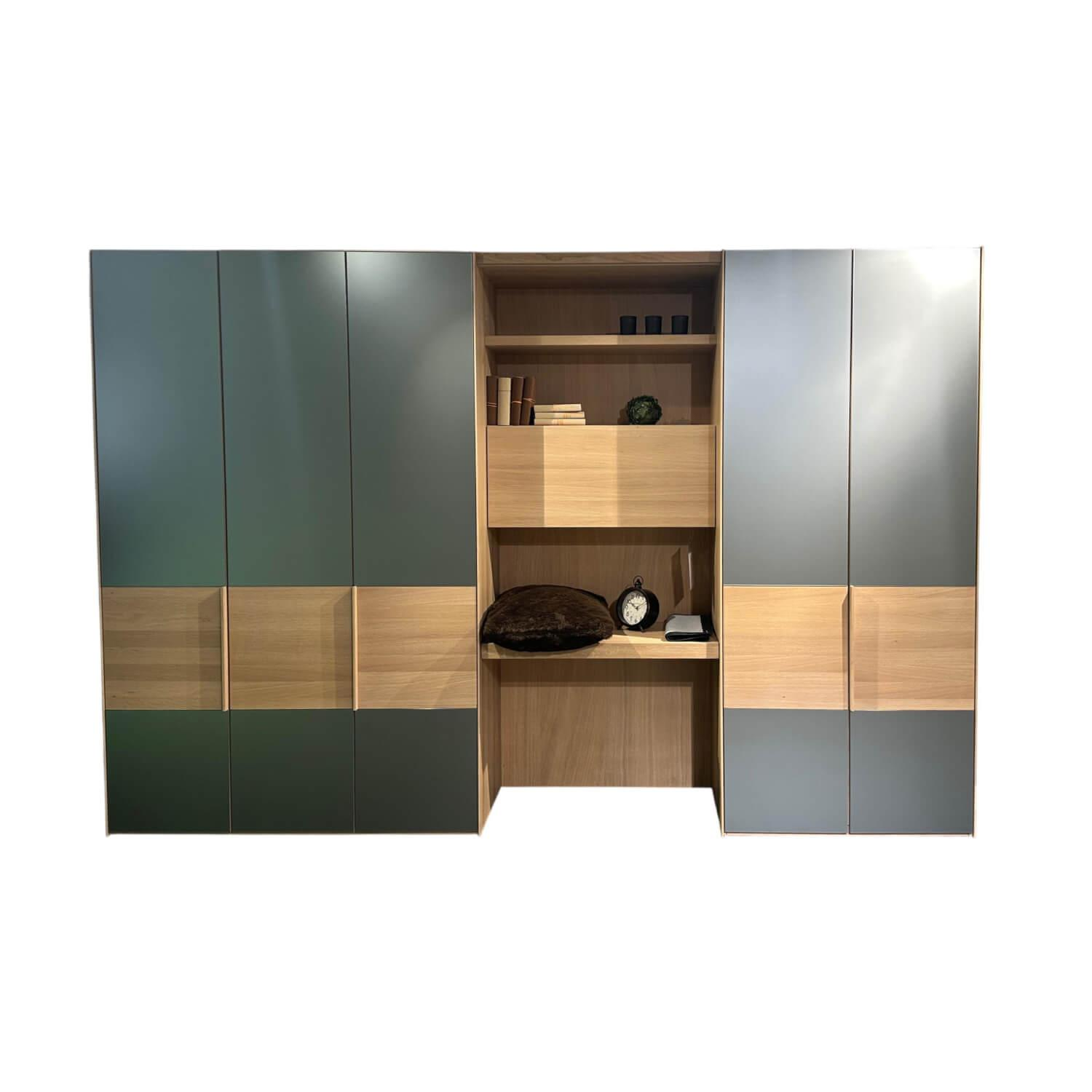 Team 7 - Kleiderschrank Valore Eiche Weißöl Glas Matt Stahl Grau Mit Schminktisch - 1