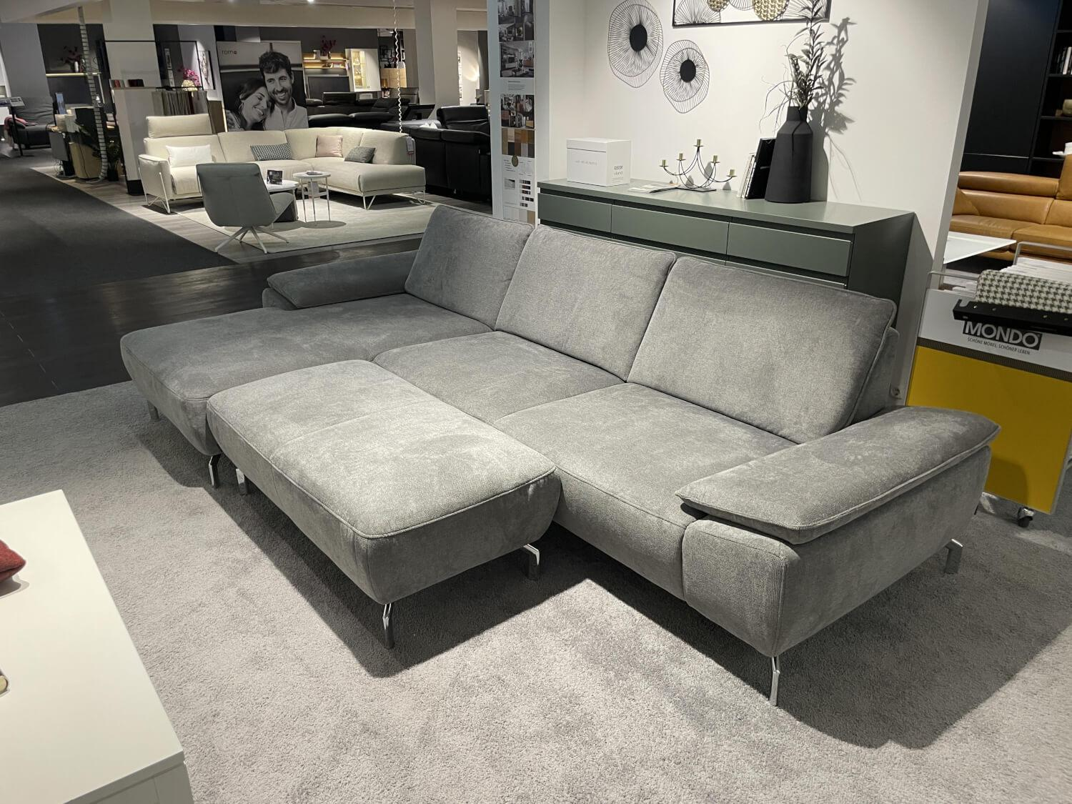 Musterring - Ecksofa MR 270 R Stoff Cyber Grey Grau Metallfuß Verchromt Inklusive Hocker - 3
