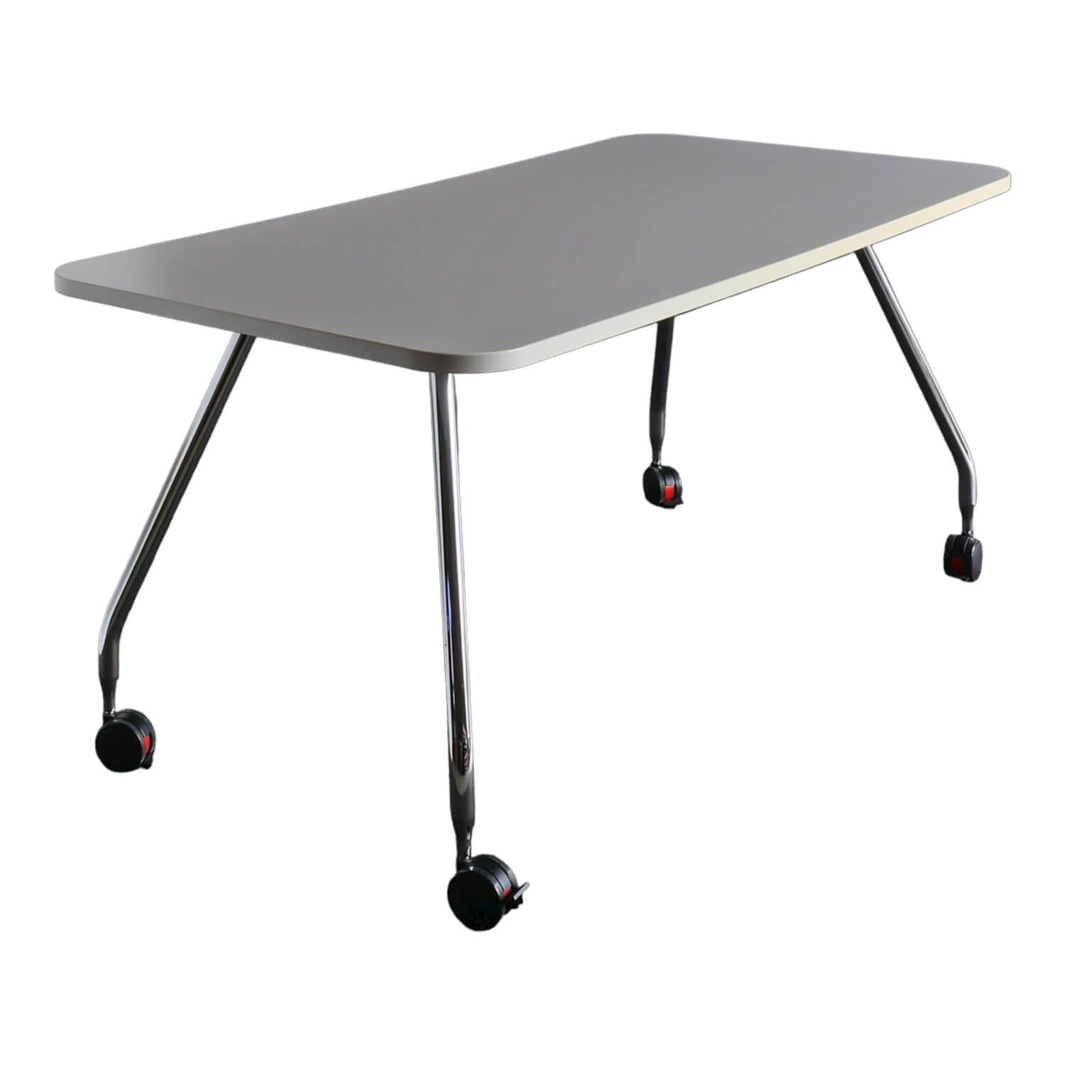 Vitra - Tisch Ad Hoc Rechteckig Platte Melamin Soft Light Mit Rollen Weich Für Harten Boden - 1