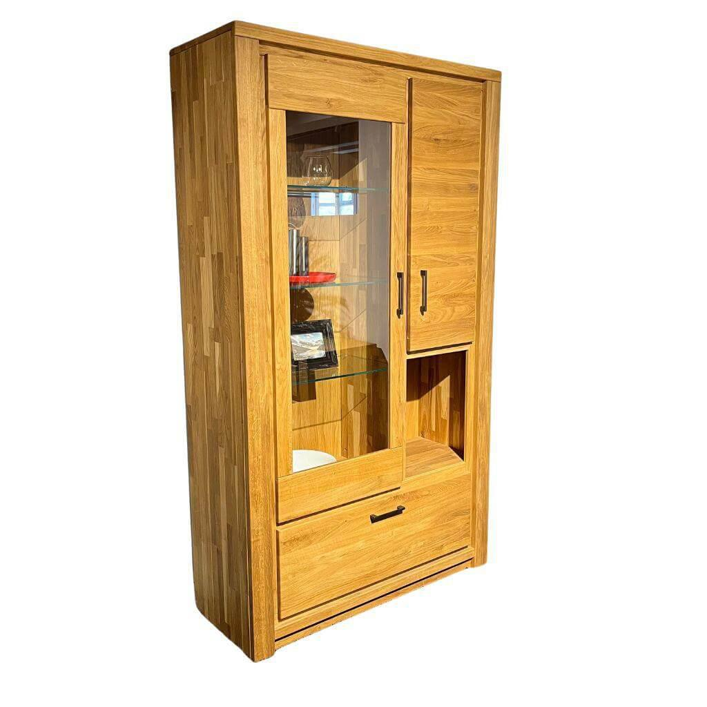 Natura - Vitrine Farmingdale Oberfläche Natur Eiche Geölt GriffeMetall Schwarz - 1