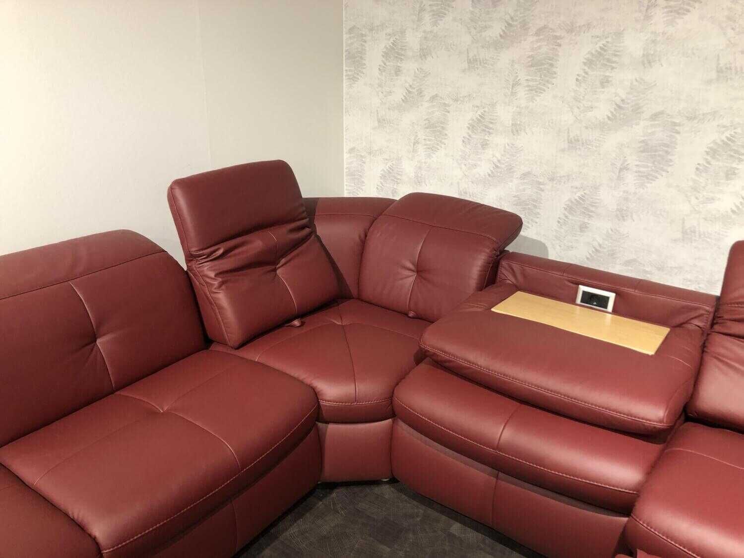 Steinpol - Ecksofa Matera Leder Punch Merlot Rot mit elektrischer Verstellfunktion - 4