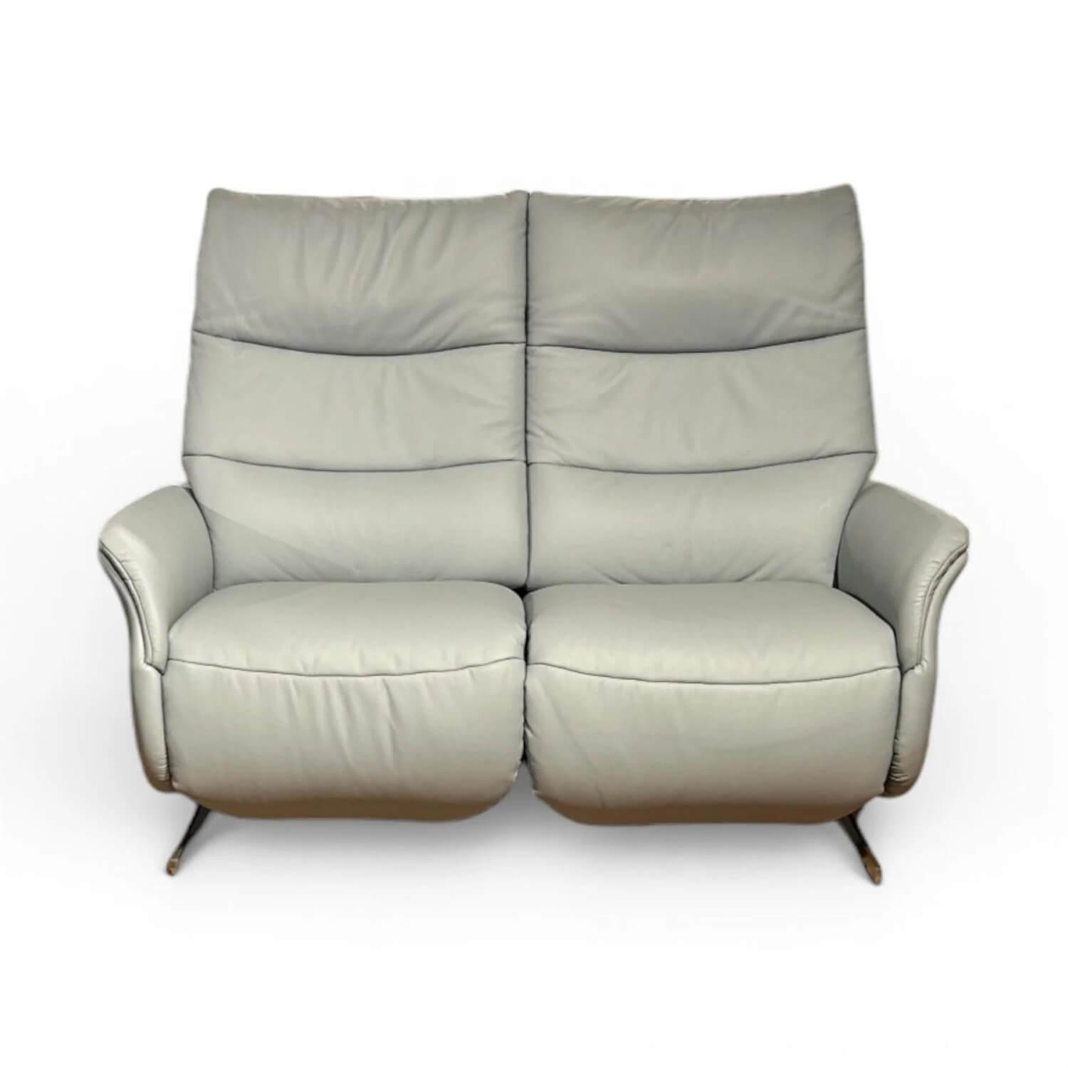 himolla - Sofa 4081 Cumuly Leder Longlife Rustika Sky Grau Füße Metall Edelstahloptik Inkl. Elektr. Relaxfunktion - 1