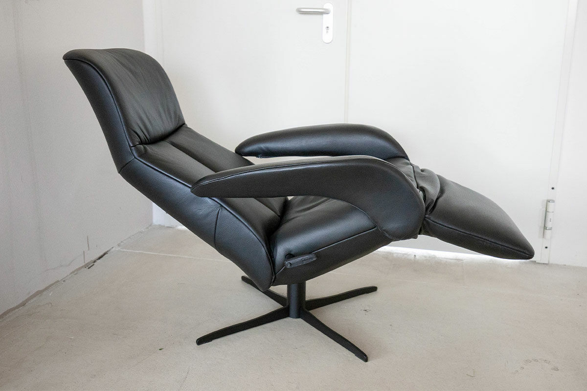 Jori - Relaxsessel Symphony JR-7960 Mono-Move Medi Leder Celia Nero Schwarz Gestell Chrom Schwarz - 7