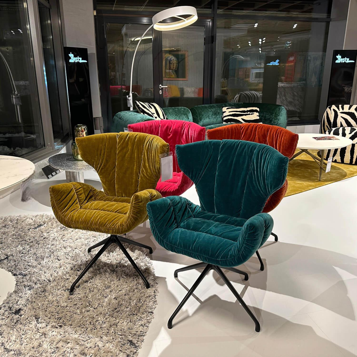 Bretz - 4er Set Esstischstuhl Cassia Stoff 64 1978 Velvet Gold Green Grün Rot Pink Füße 98 Matt Schwarz - 7