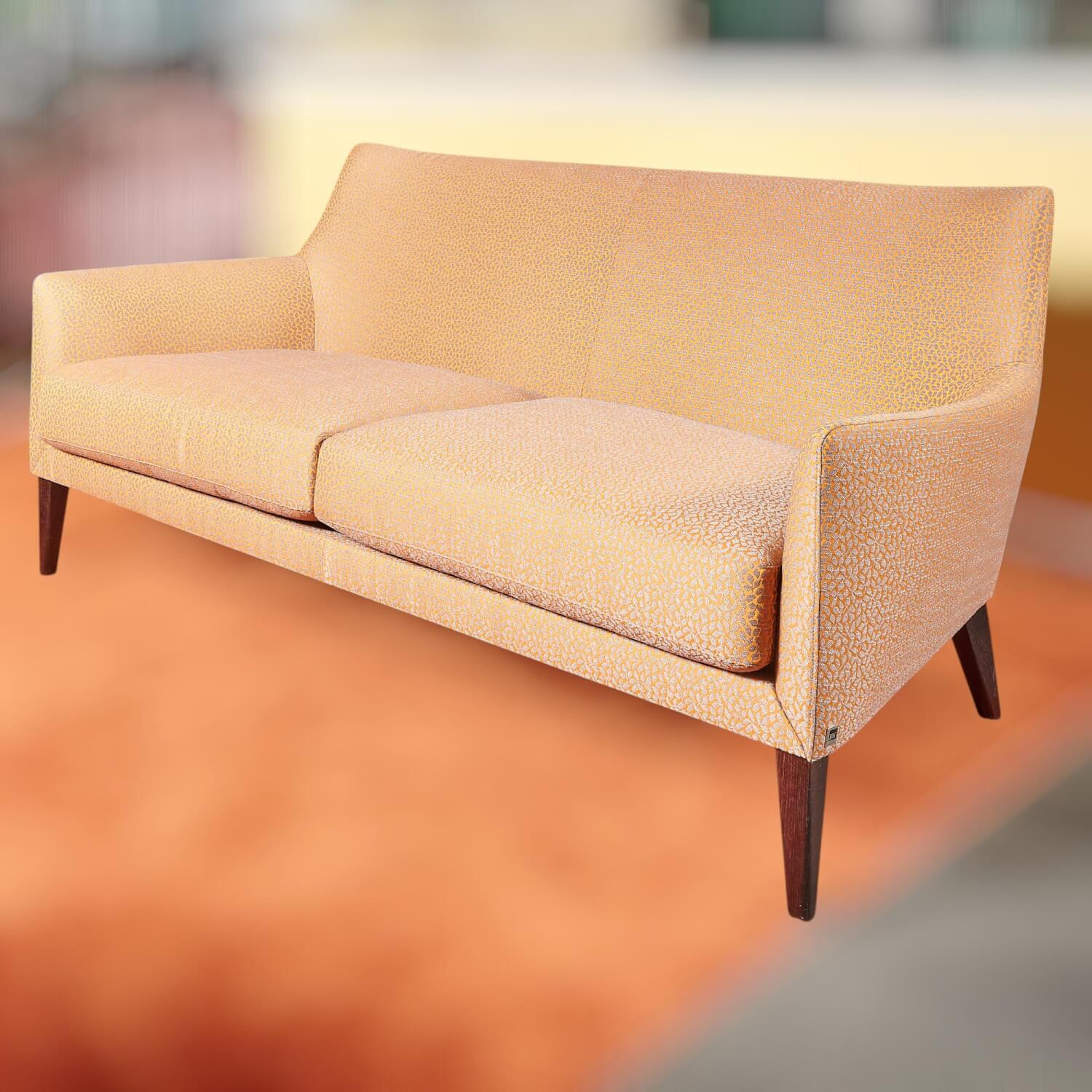 Bielefelder Werkstätten - Coco Sofa 2/80 Stoff Natura 9-2461-060 Orange Grau Füße Braun - 5