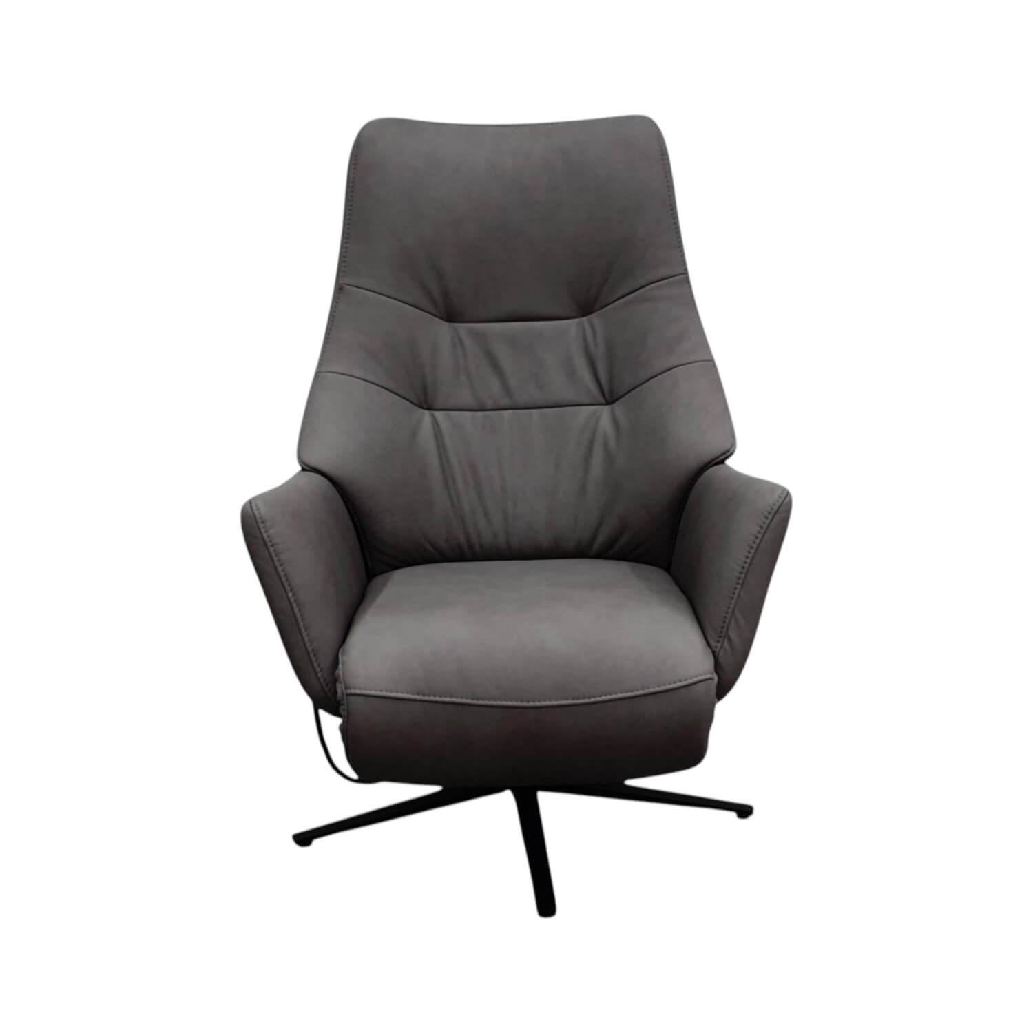 himolla - Sessel 7948 S Lounger M Leder 27 Leonessa Arctic Grau Sternfuß Metall Anthrazit Mit Motorischer Verstellung - 1