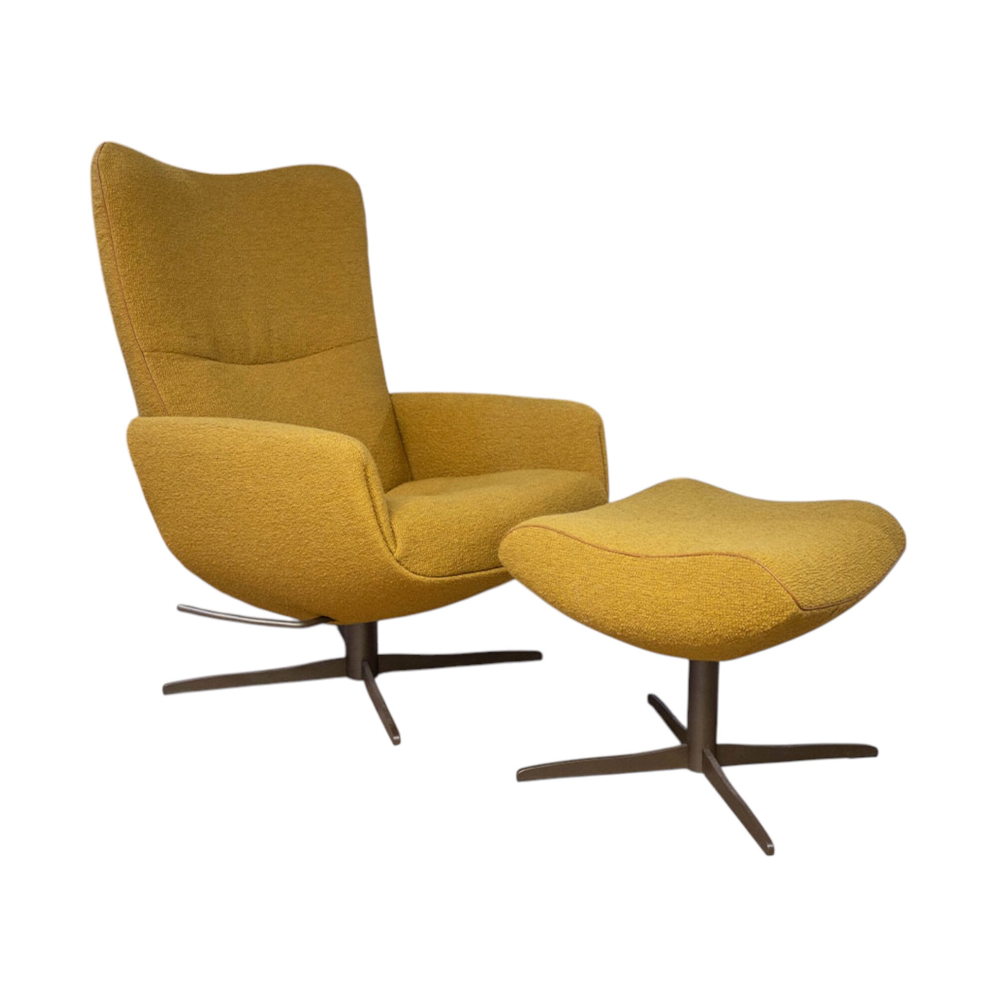 Jori - Sessel Time-Out JR-4320 Stoff Lamb C0026 Senfgelb Gestell Matt Bronze Inklusive Hocker - 1