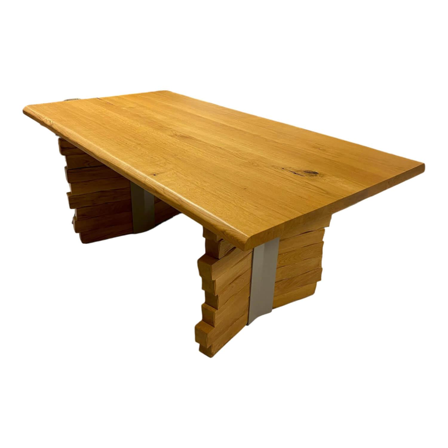 Henke - Esstisch Modell 830 Wildeiche Massiv Matt Wangen Nickelfarbig Gepulvert - 1