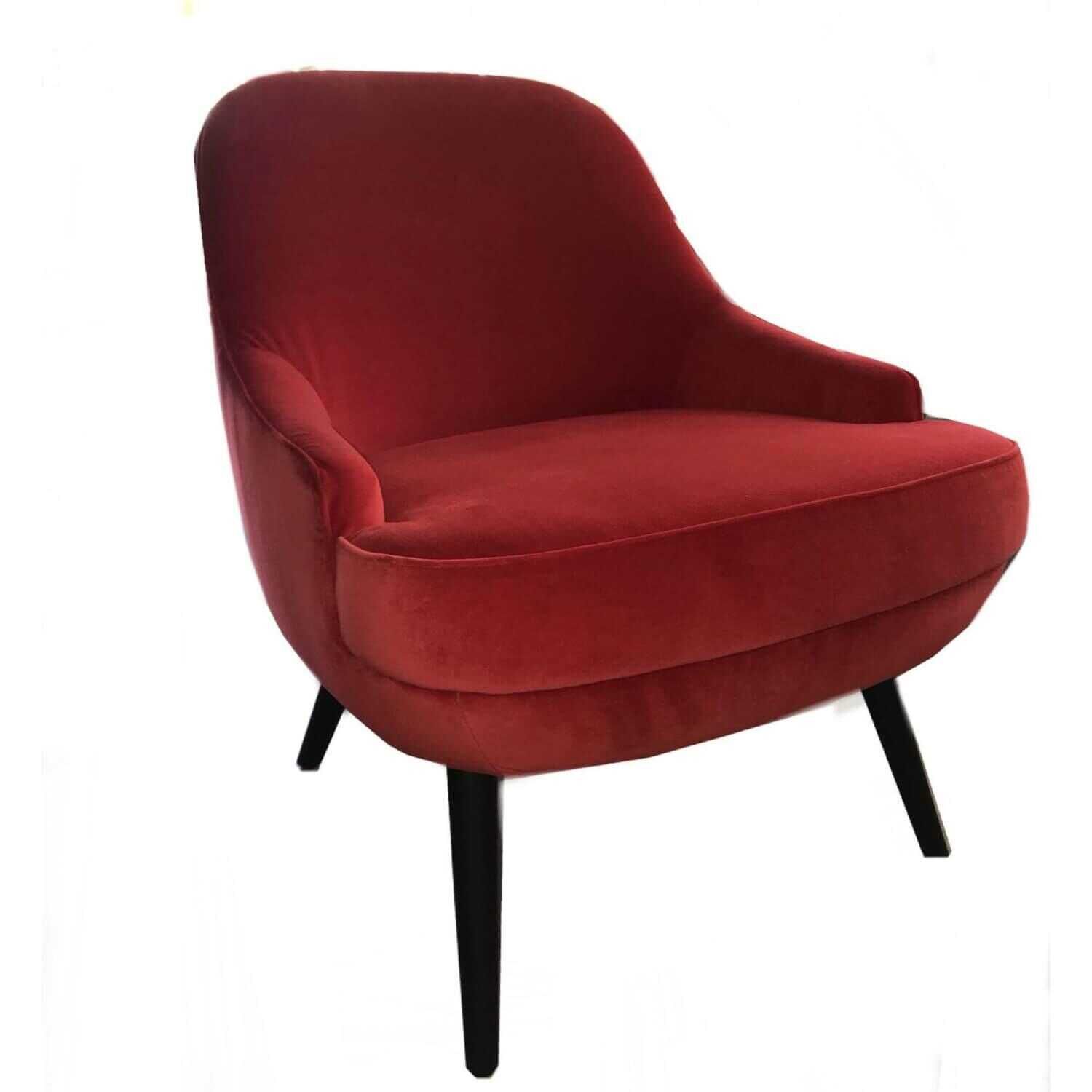 Walter Knoll - Sessel 375 Stoff Harald 552 Chili Rot Gestell Massivholz Eiche Geflammt Geölt - 1
