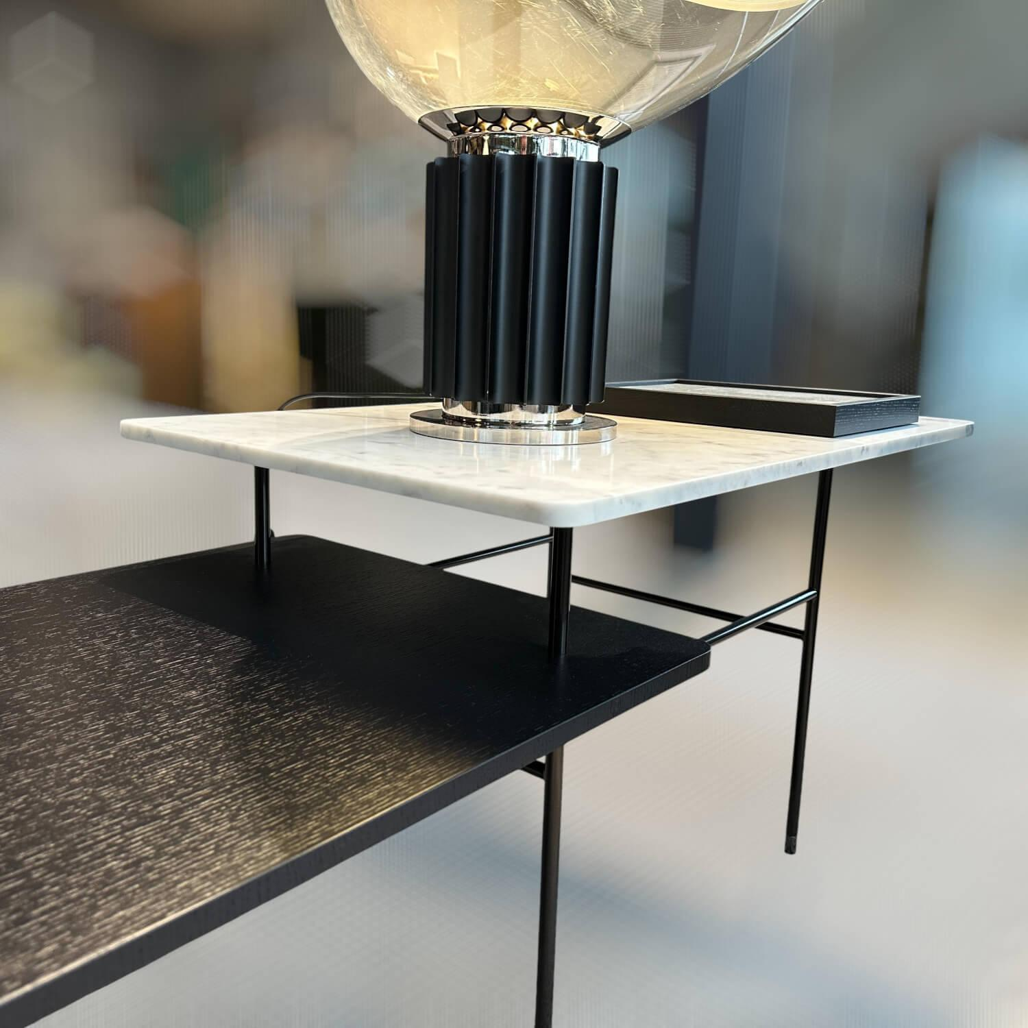 Minotti - Beistelltisch Lelong mit 2 Tischplatten, Platte Marmor Und Eschefurnier, Gestell Metall Pulverbeschichtet Black Coffee Schwarz - 3