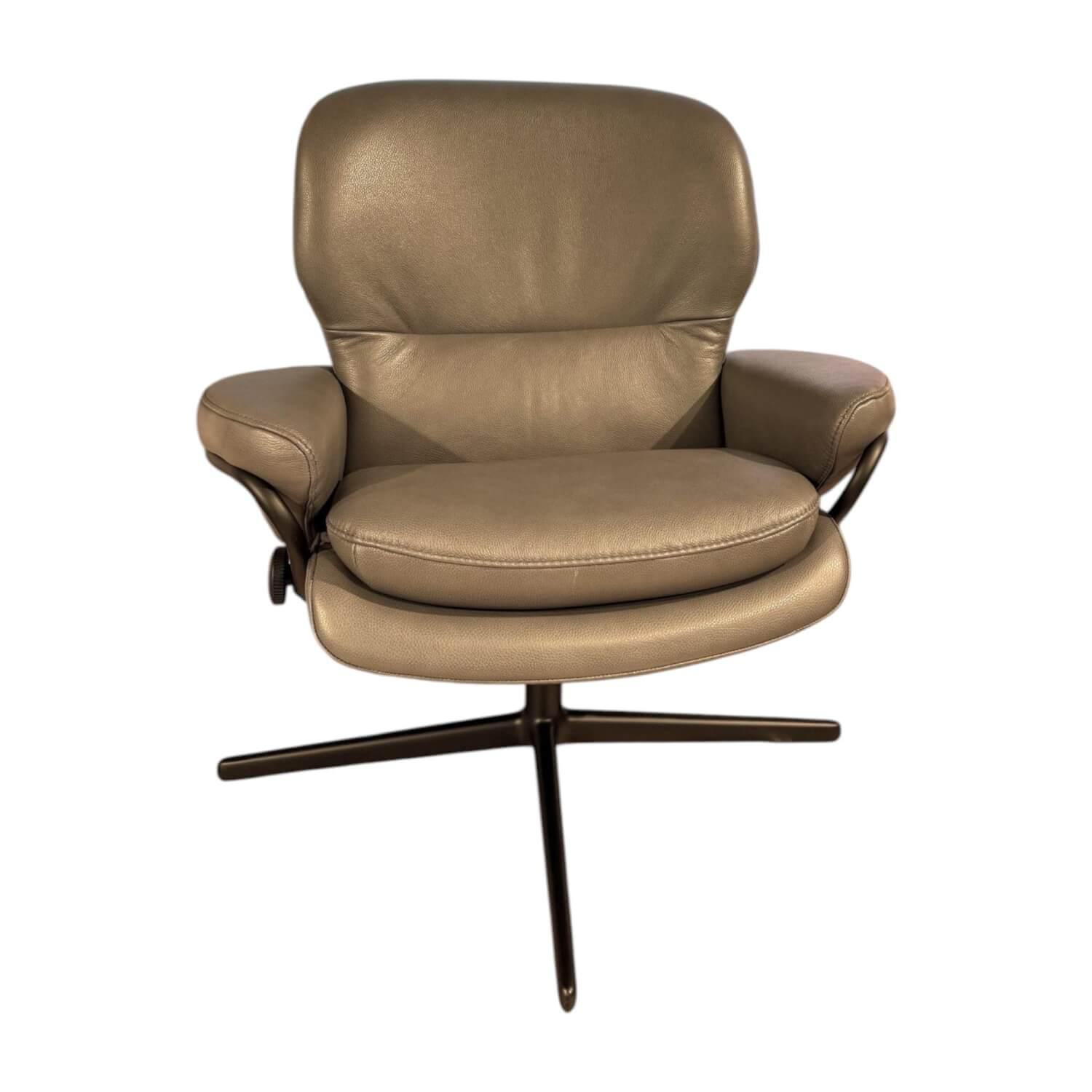 Stressless - Relaxsessel Rome Leder Cori Grey Grau Untergestell Schwarz Matt Mit BalanceAdapt Funktion - 1