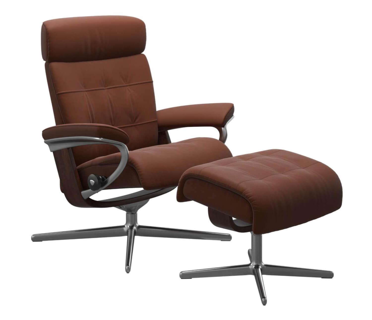 Stressless - Sessel Erik M Leder Paloma 094 33 Espresso Base Cross 40 Alu Holz 03 Braun Mit Hocker - 1