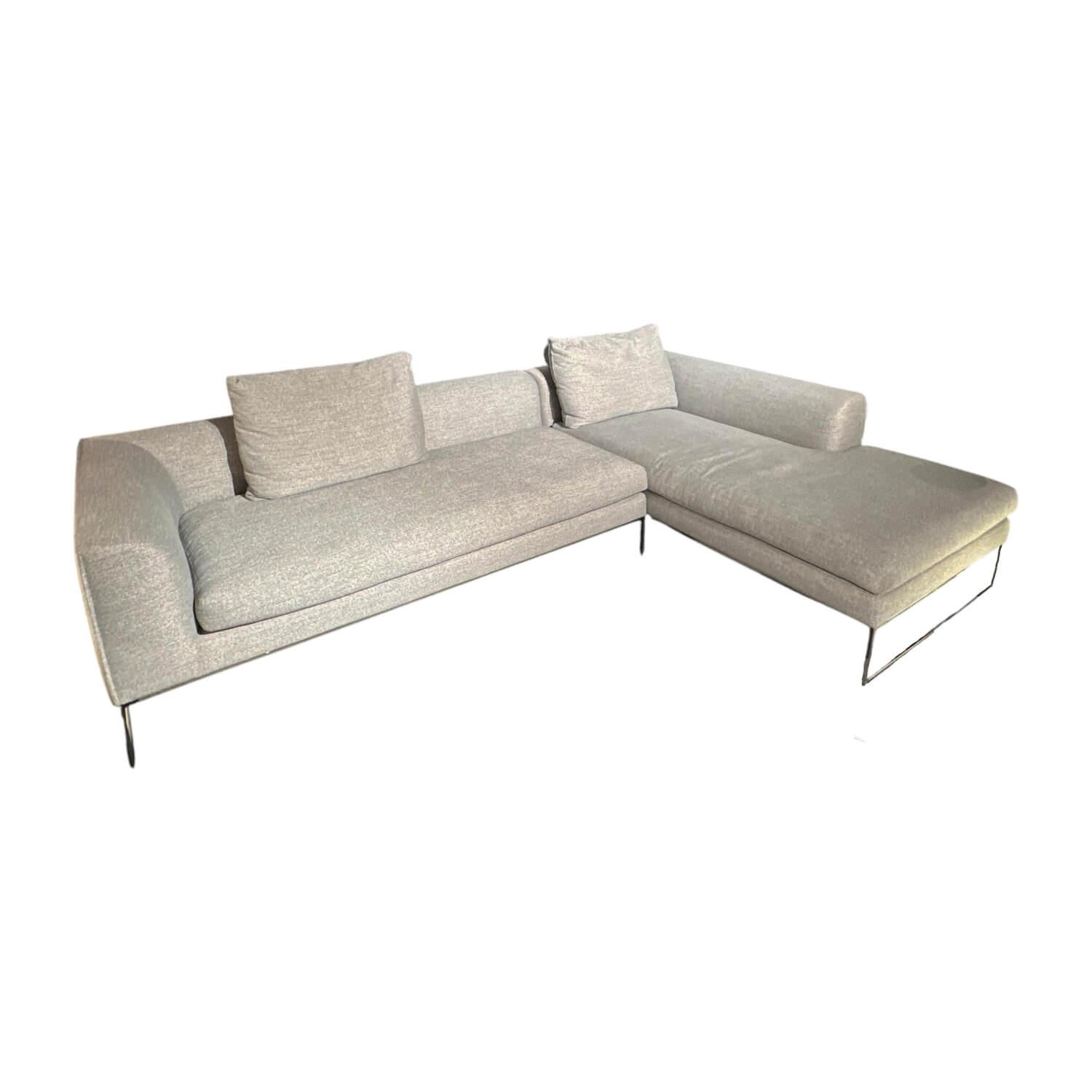 COR - Ecksofa Mell Lounge Stoff 8151 Taubenblau Kufen Metall Chrom Inklusive Kunststoffgleiter - 1