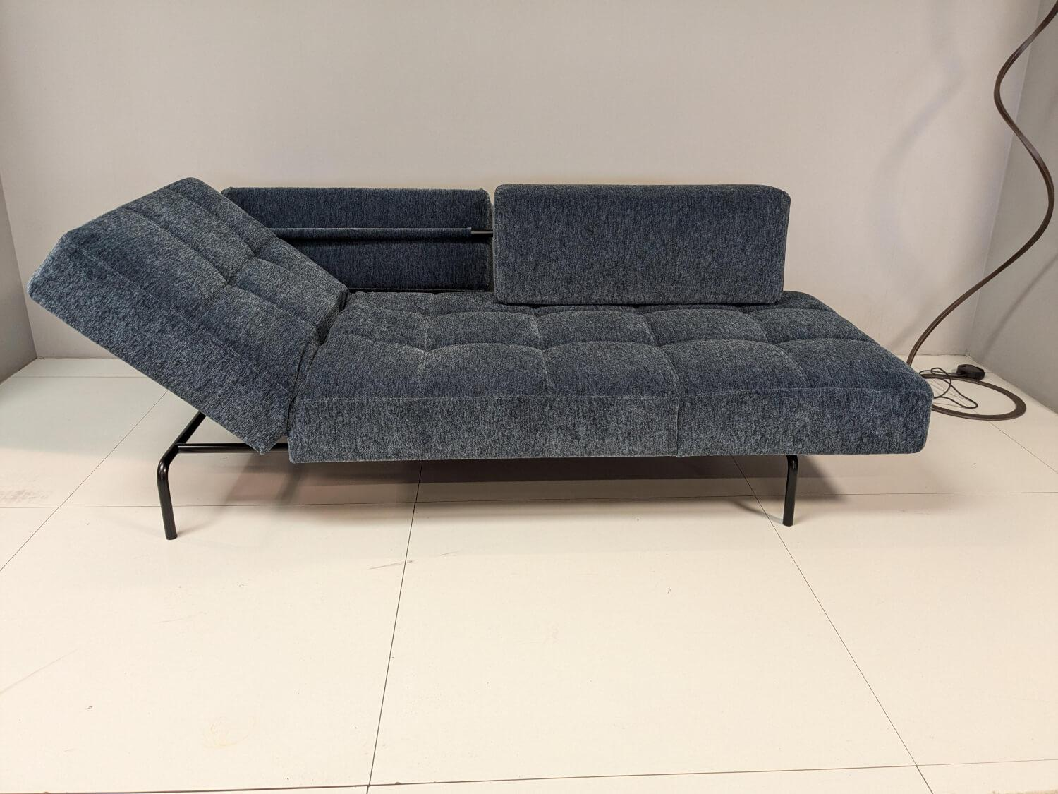 Brühl - Schlafsofa Jerry L Stoff 2066 Blau Füße Schwarz mit Klappfunktion - 6