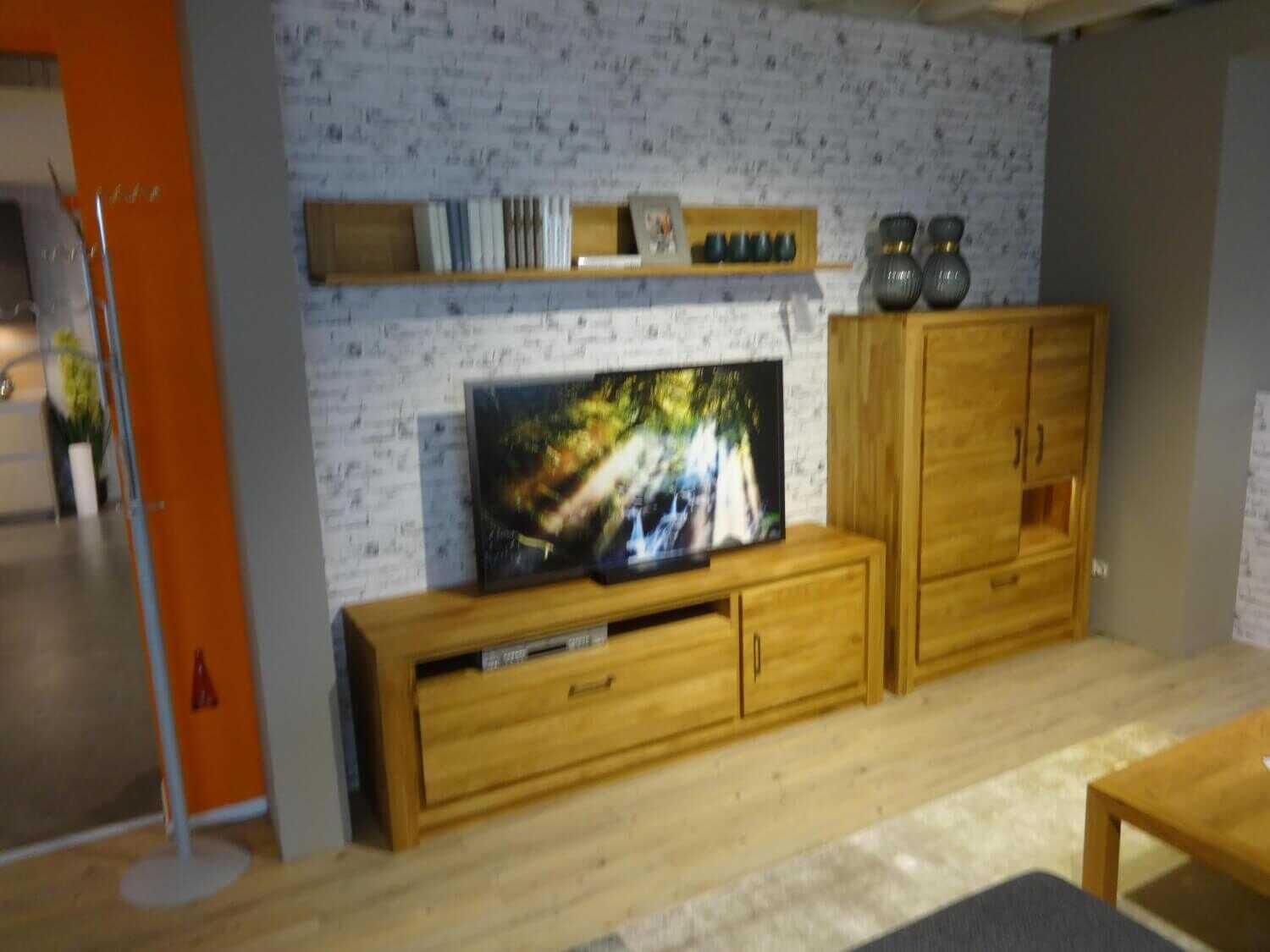 Natura - Wohnwand Farmingdale Eiche Massiv Natur Geölt - 1