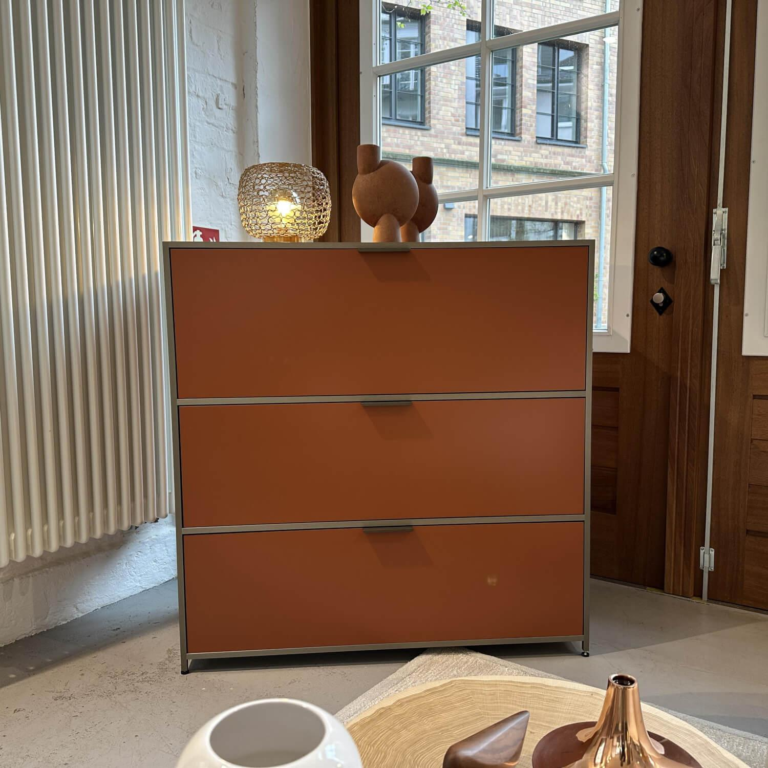 Ligne Roset - Sekretär Dita Lack Couleurs Cuivre Braun Orange Rahmen Metall Bronzeeloxiert Mit Kabeldurchlass - 4