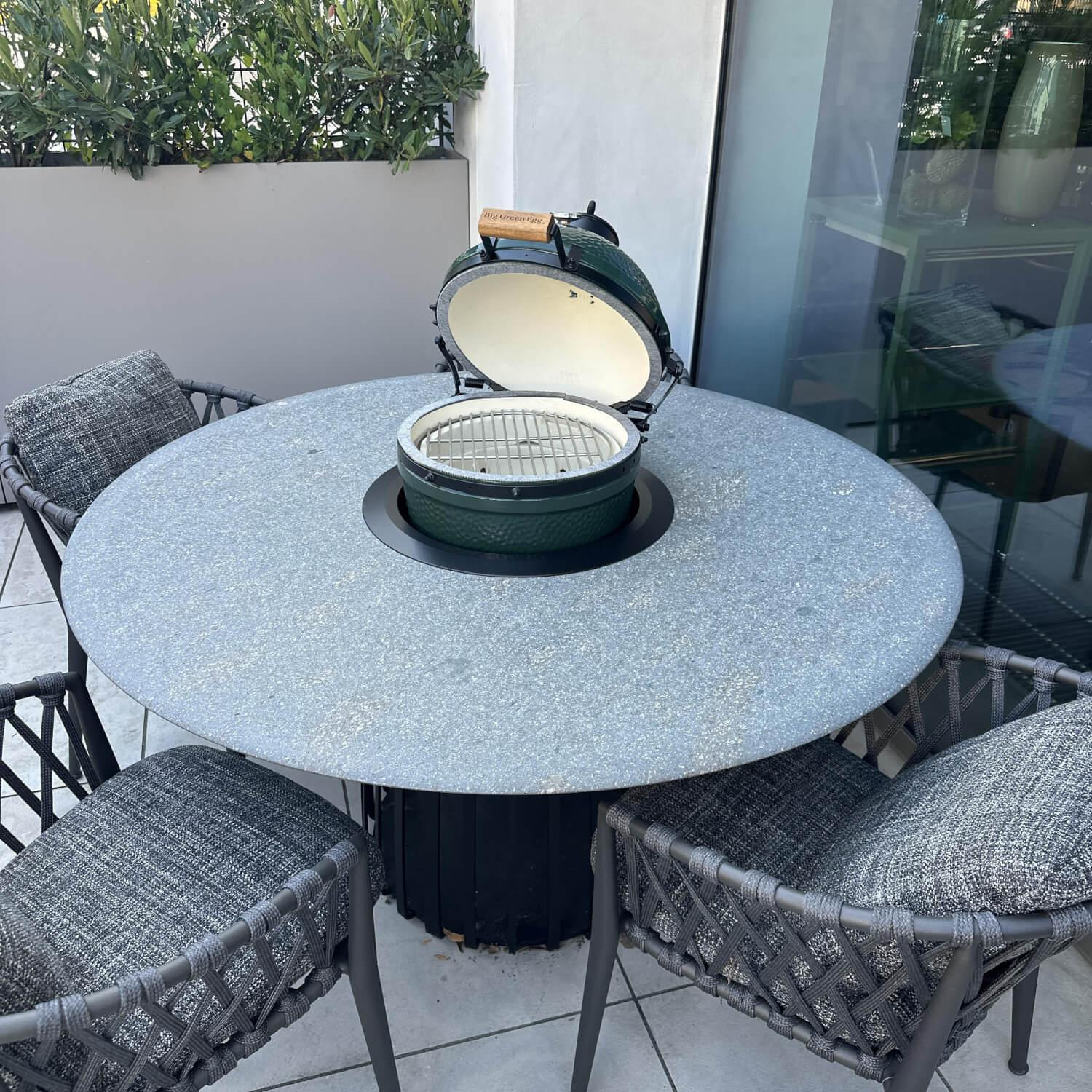 B&B Italia - Sitzgruppe Tisch Basket BC07 Porfido Verde Schwarz Grau Schwarz Stuhl Erica Geflecht Anthrazit Gestell Anthrazit Mit Grilltisch Bundle - 9