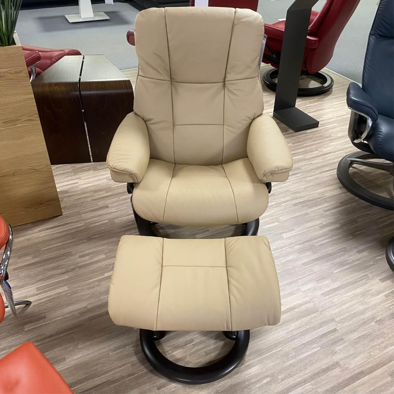 Stressless - Stressless Sessel mit Hocker Mayfair M Batick Latte Classic Wenge - 8